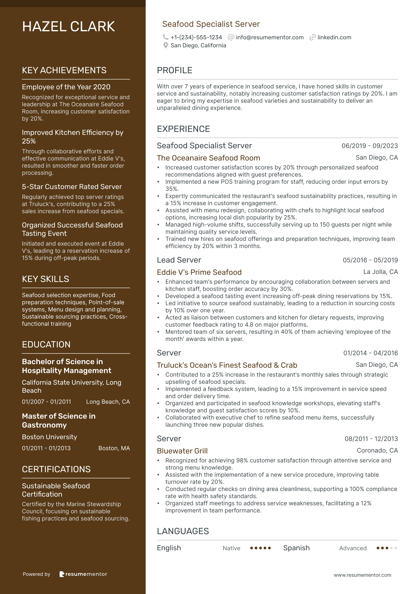 Seafood Specialist Server
