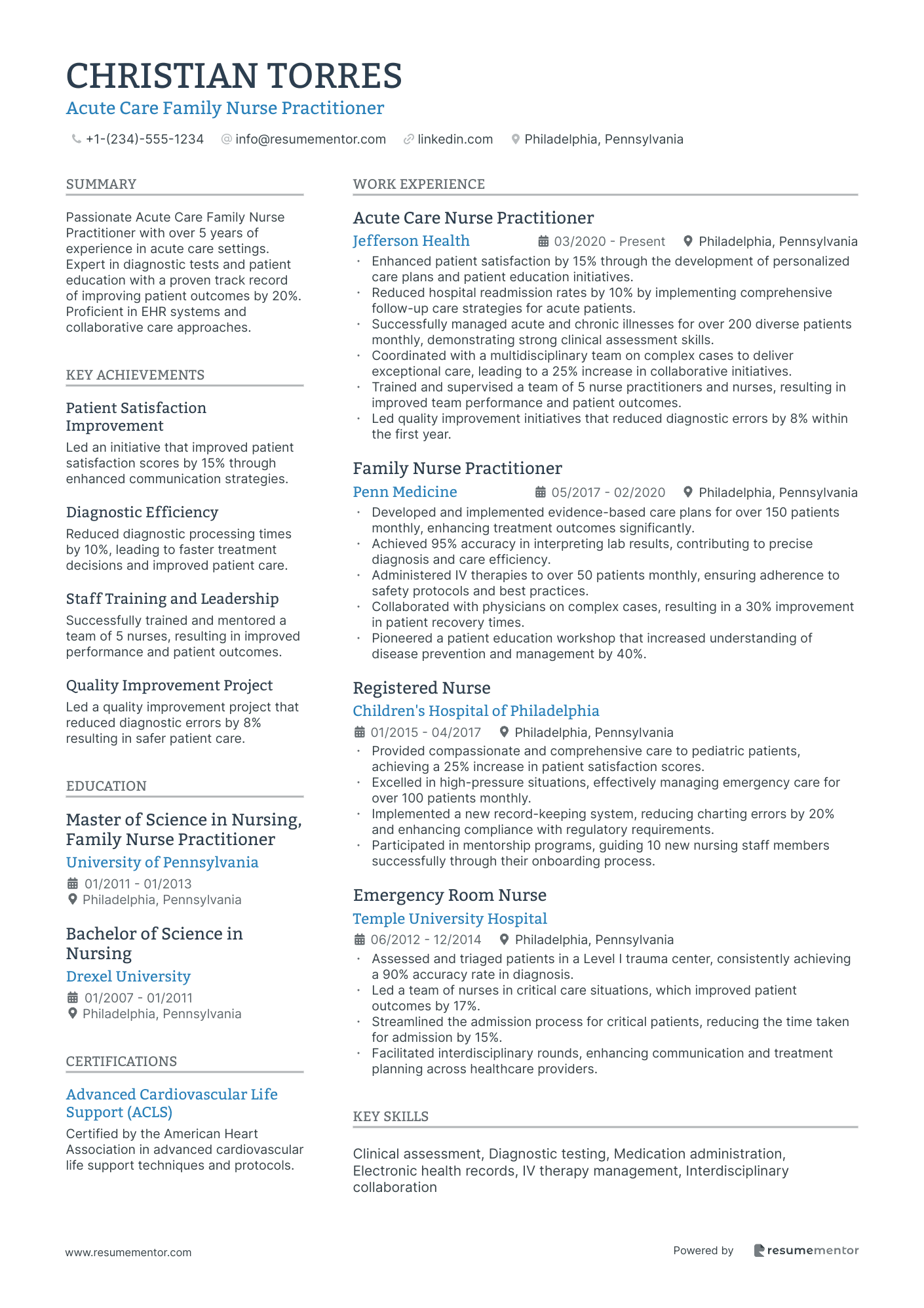 Acute Care Family Nurse Practitioner