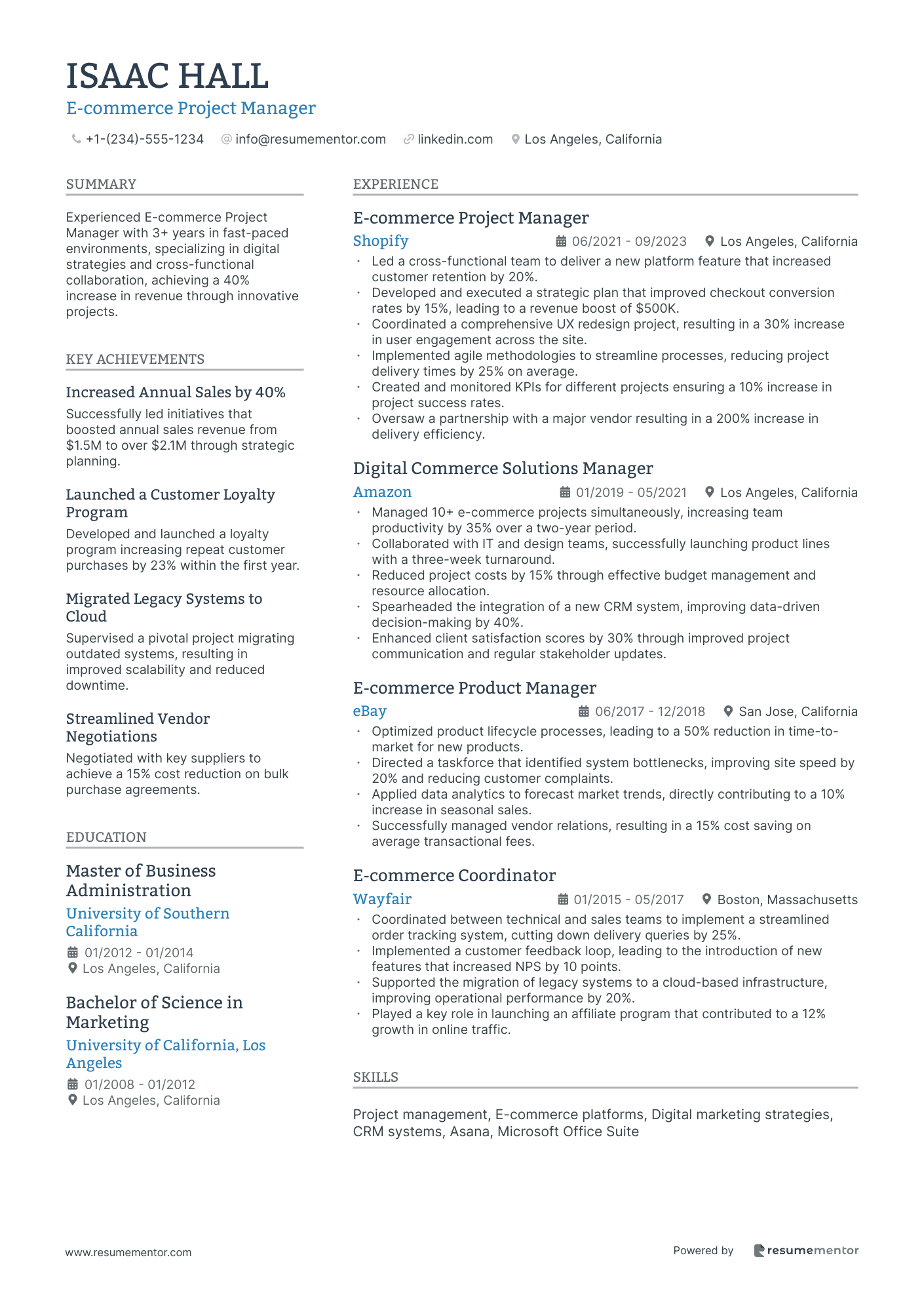 E commerce Project Manager