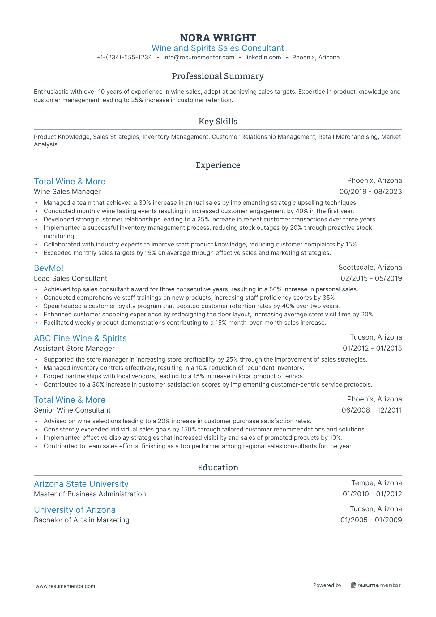 Wine and Spirits Sales Consultant