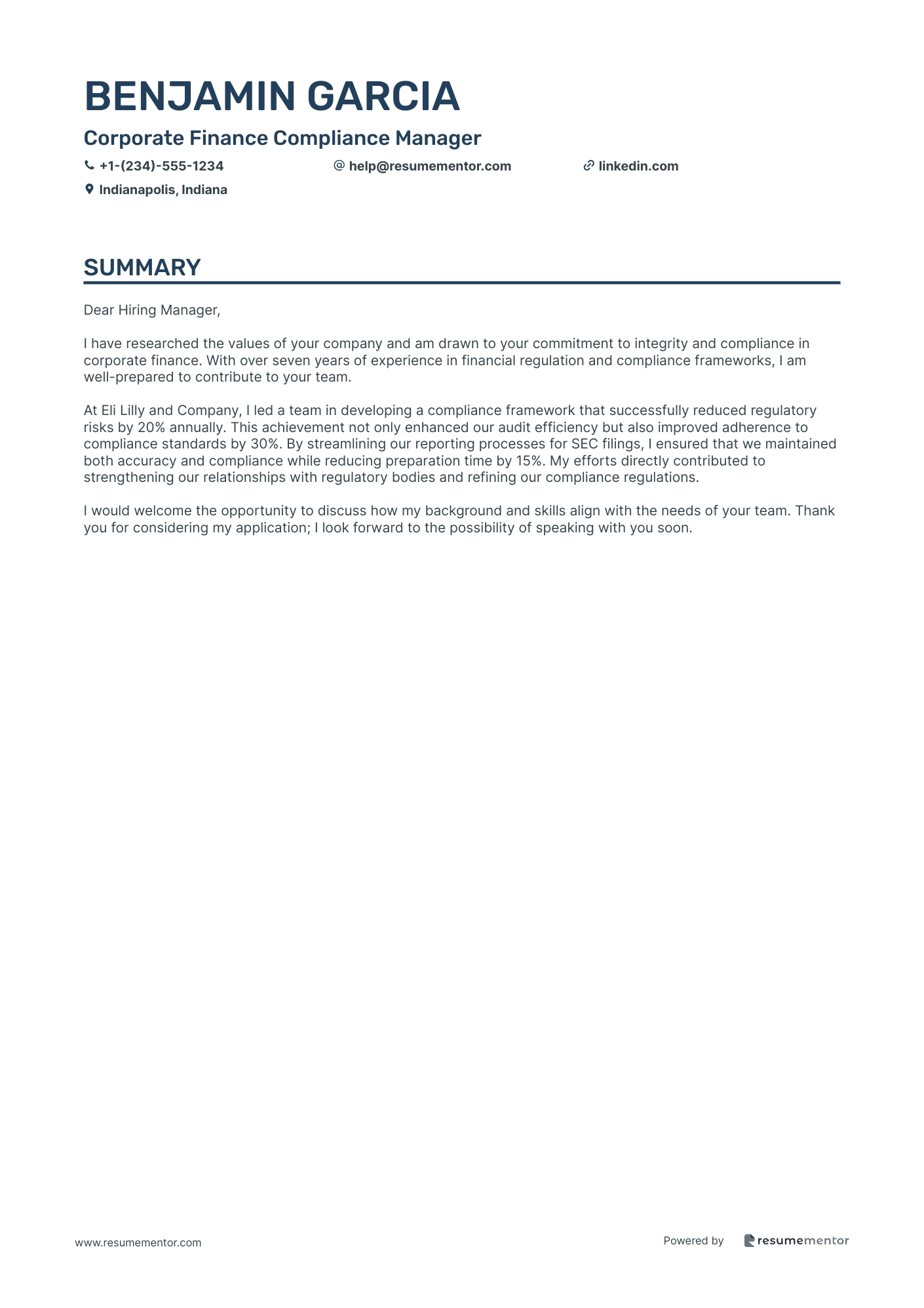 Corporate Finance Compliance Manager