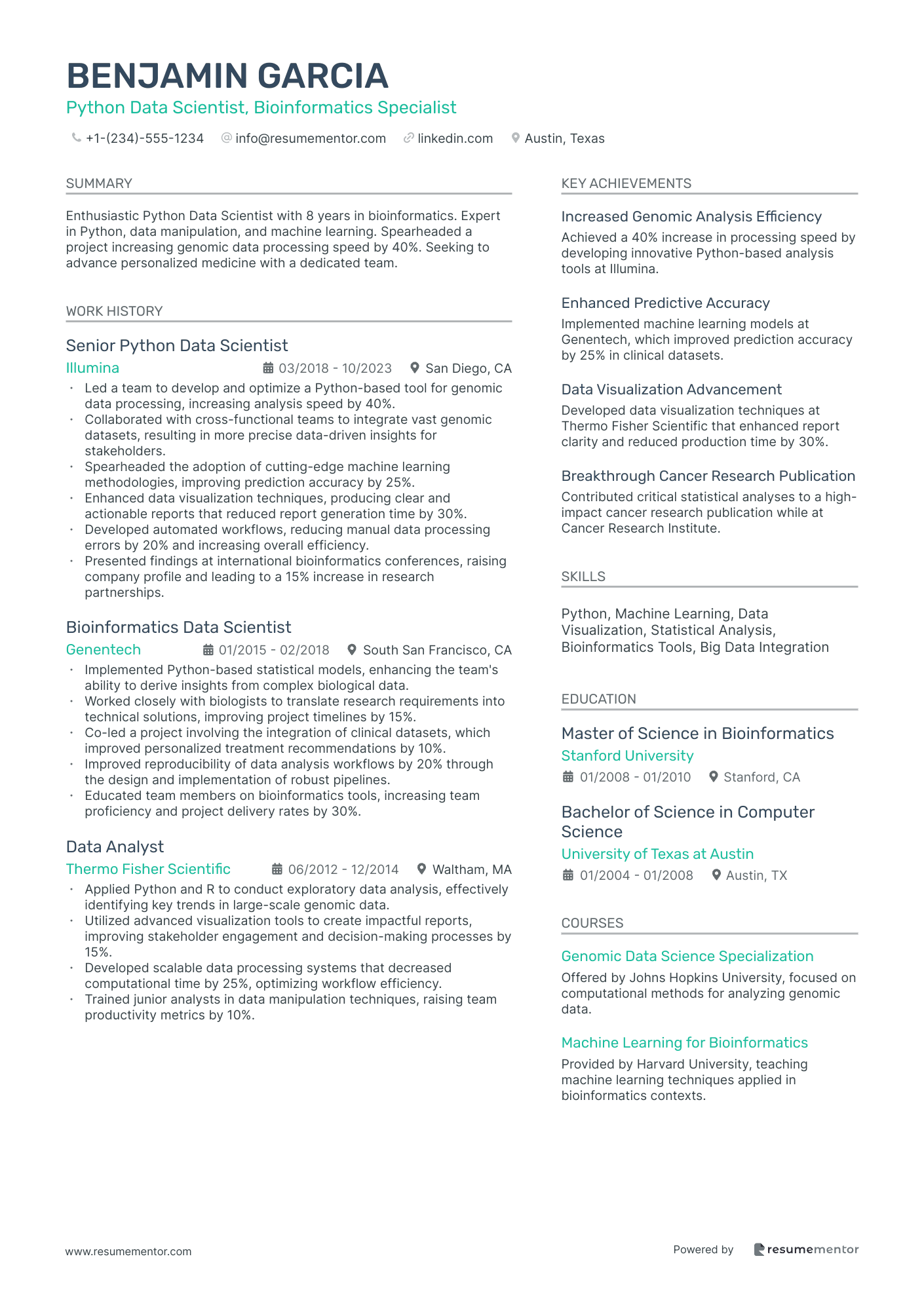 Python Data Scientist, Bioinformatics Specialist