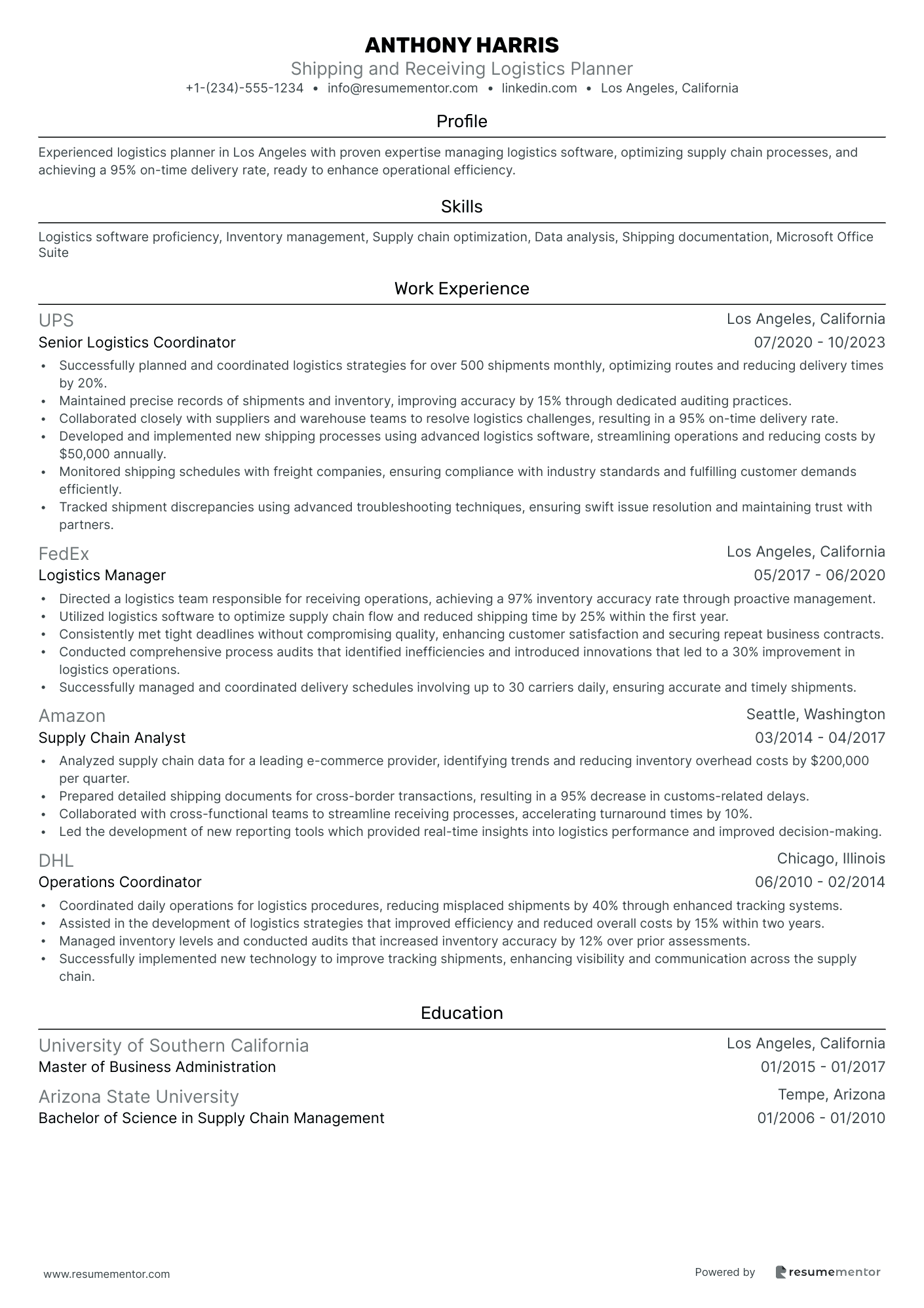 Shipping and Receiving Logistics Planner