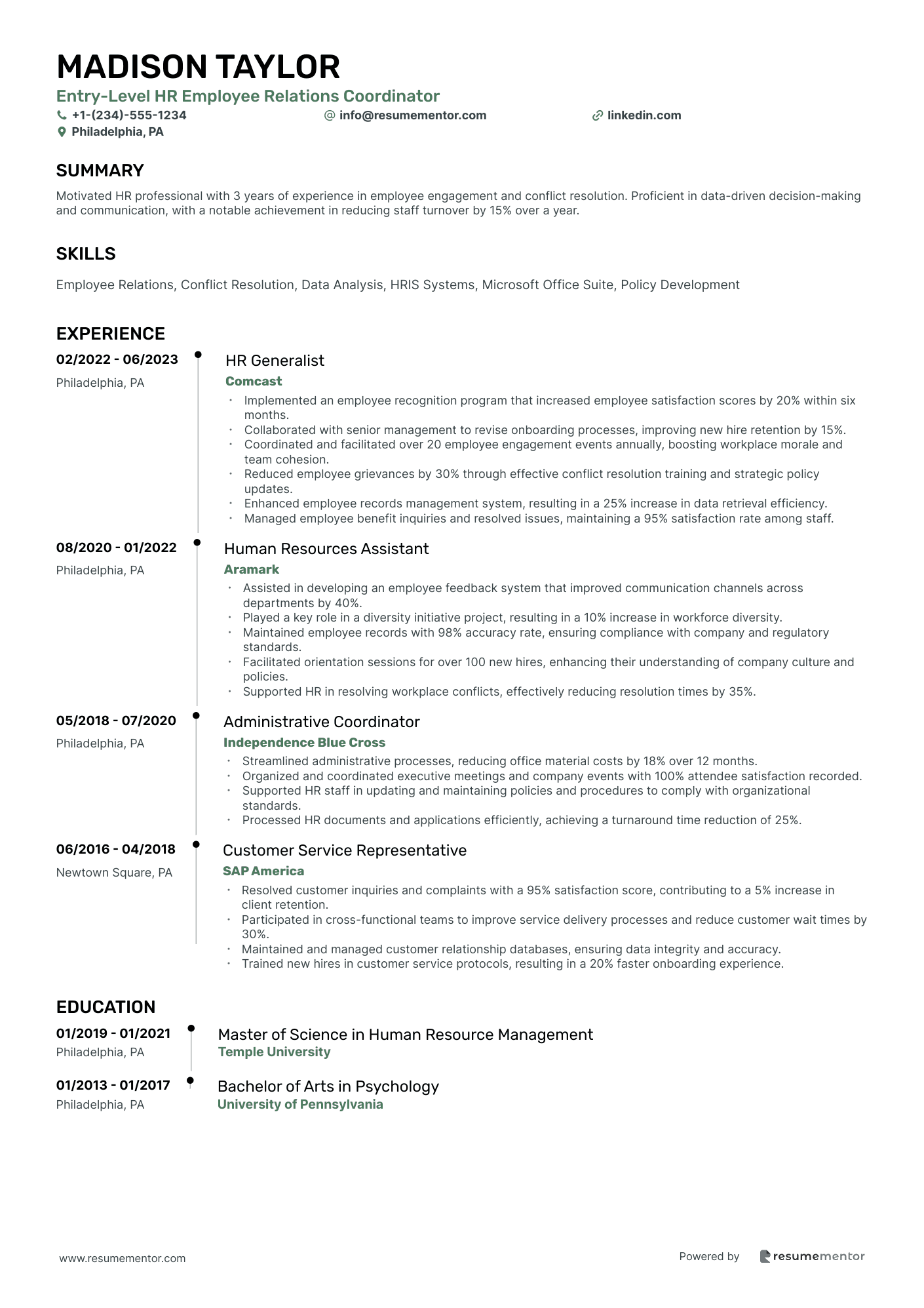 Entry Level HR Employee Relations Coordinator