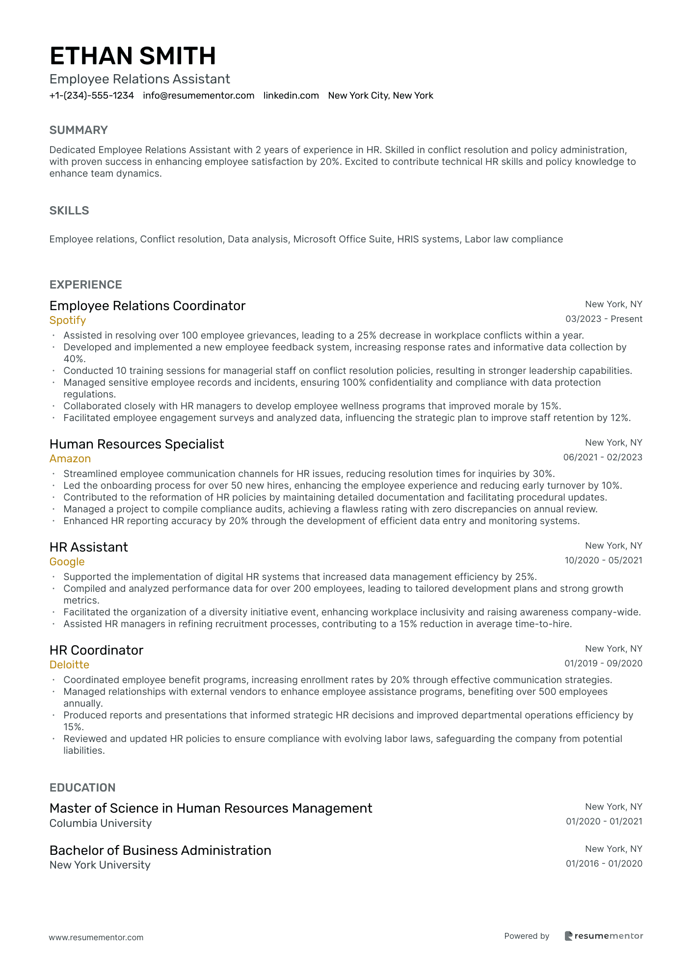 Employee Relations Assistant