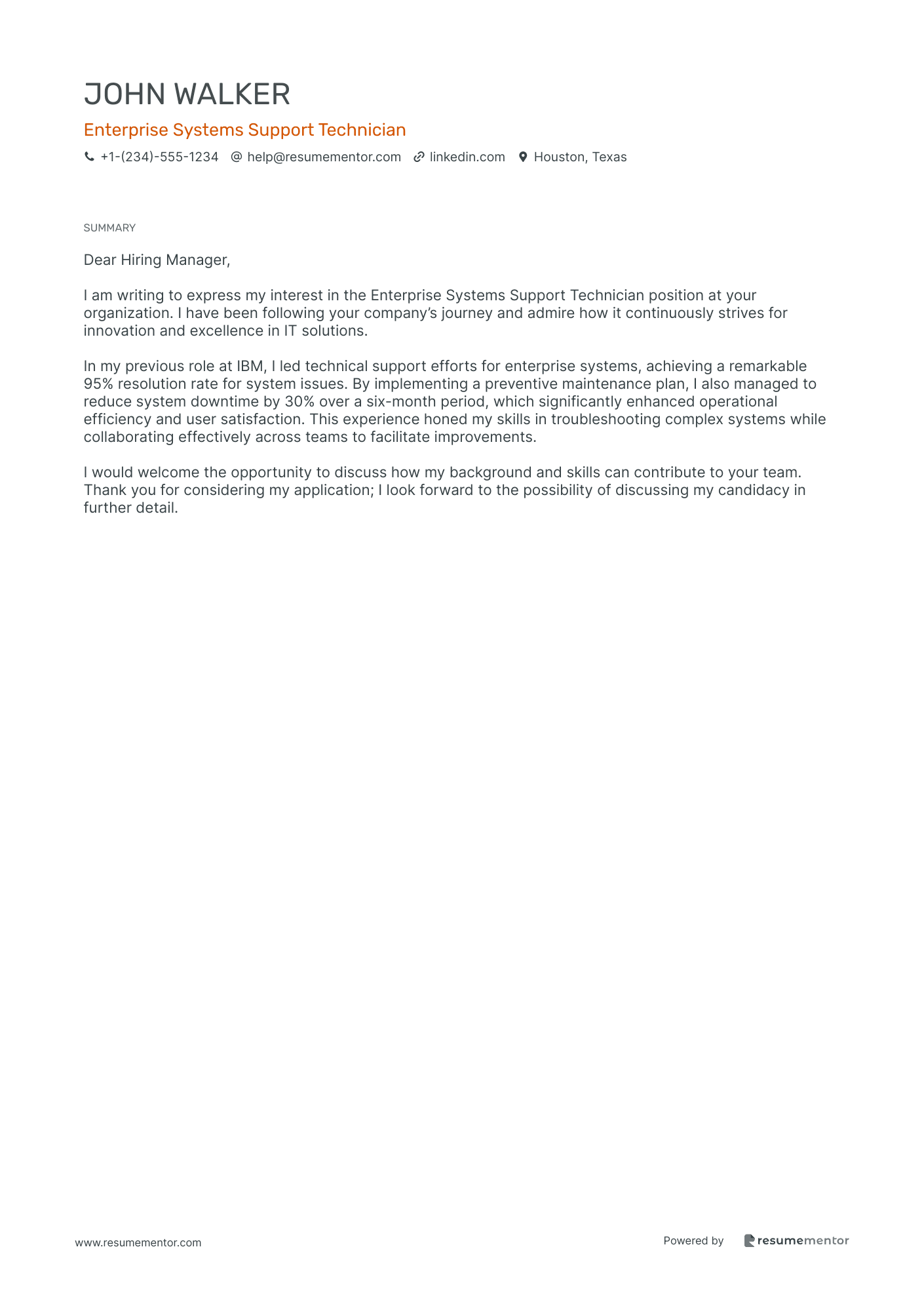 Enterprise Systems Support Technician