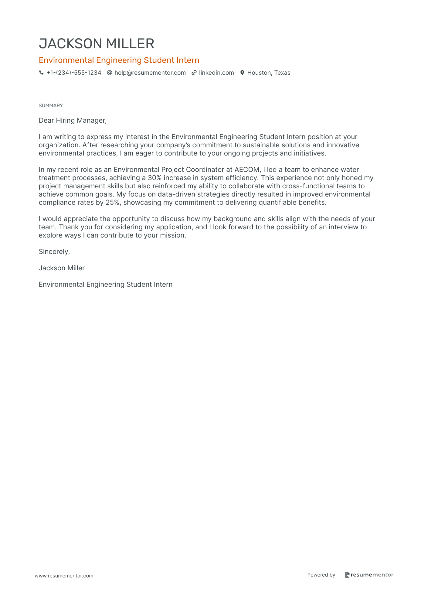 Environmental Engineering Student Intern