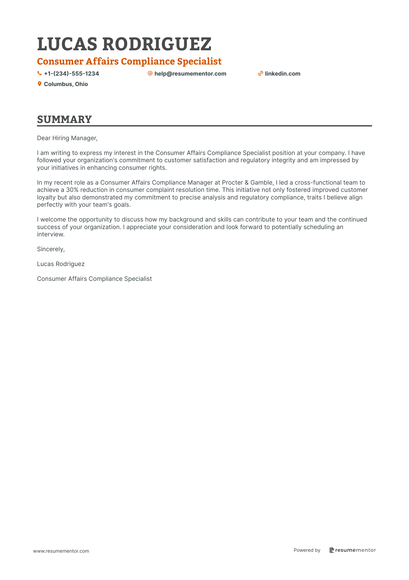 Consumer Affairs Compliance Specialist