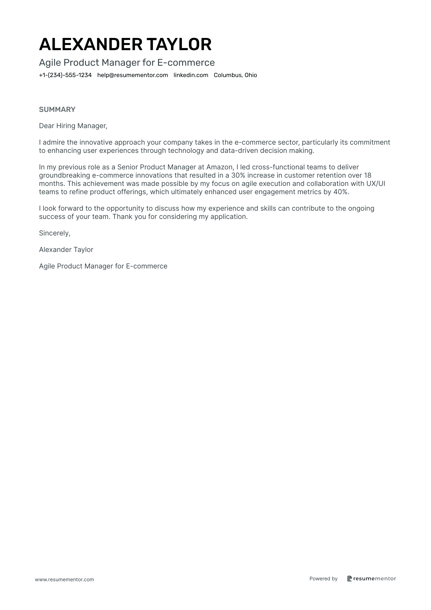 Agile Product Manager for E commerce