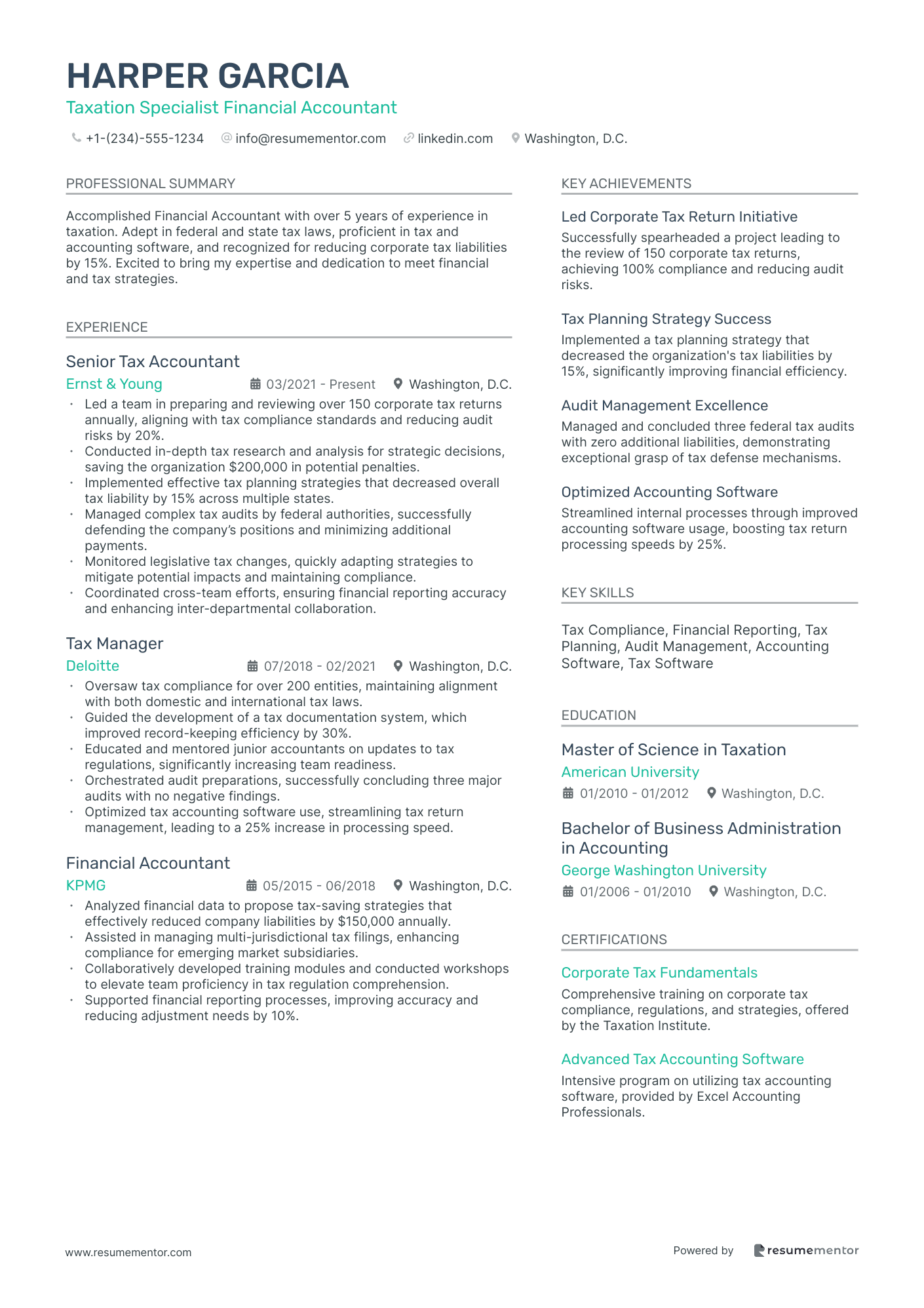 Taxation Specialist Financial Accountant