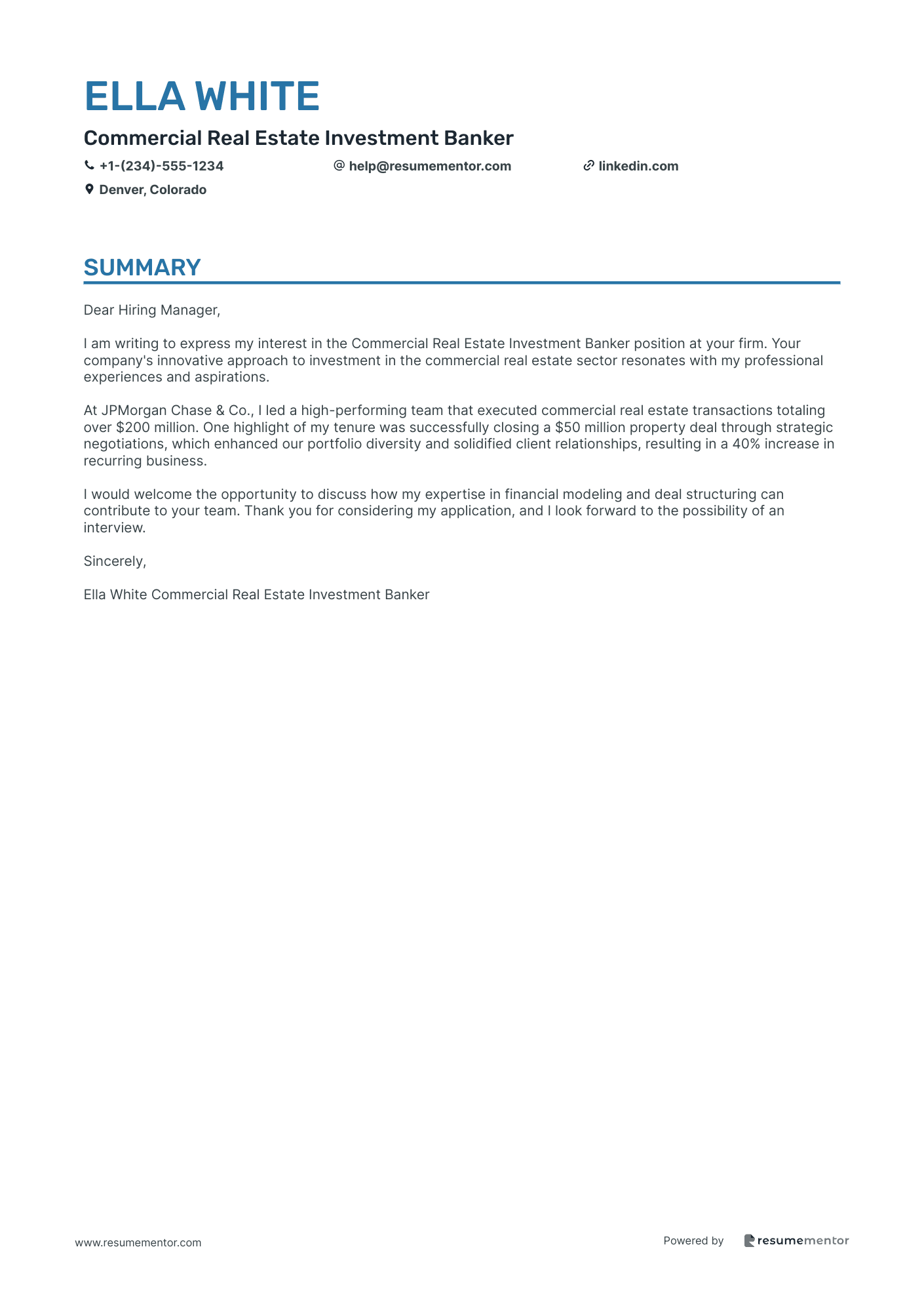 Commercial Real Estate Investment Banker