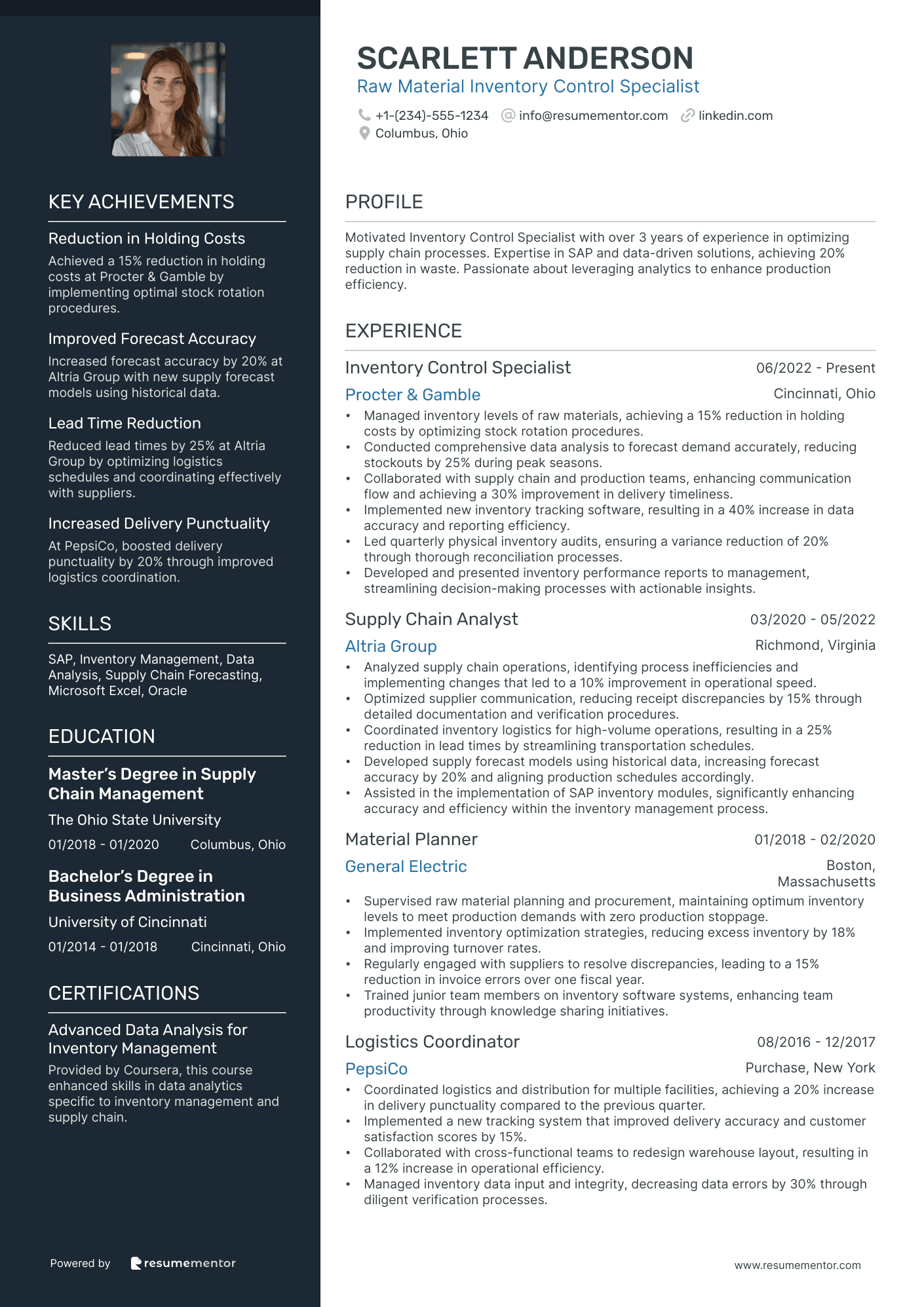 Raw Material Inventory Control Specialist