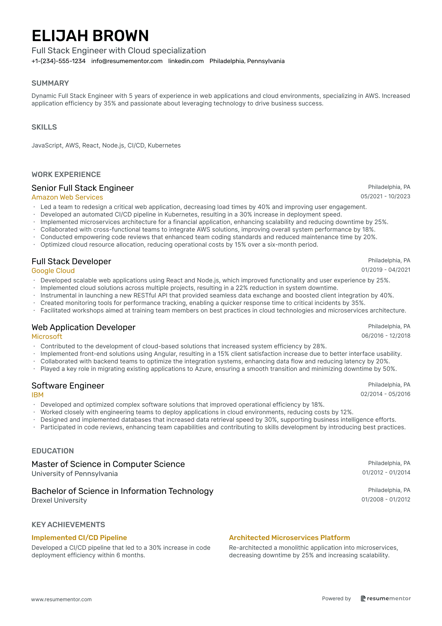 Full Stack Engineer with Cloud specialization
