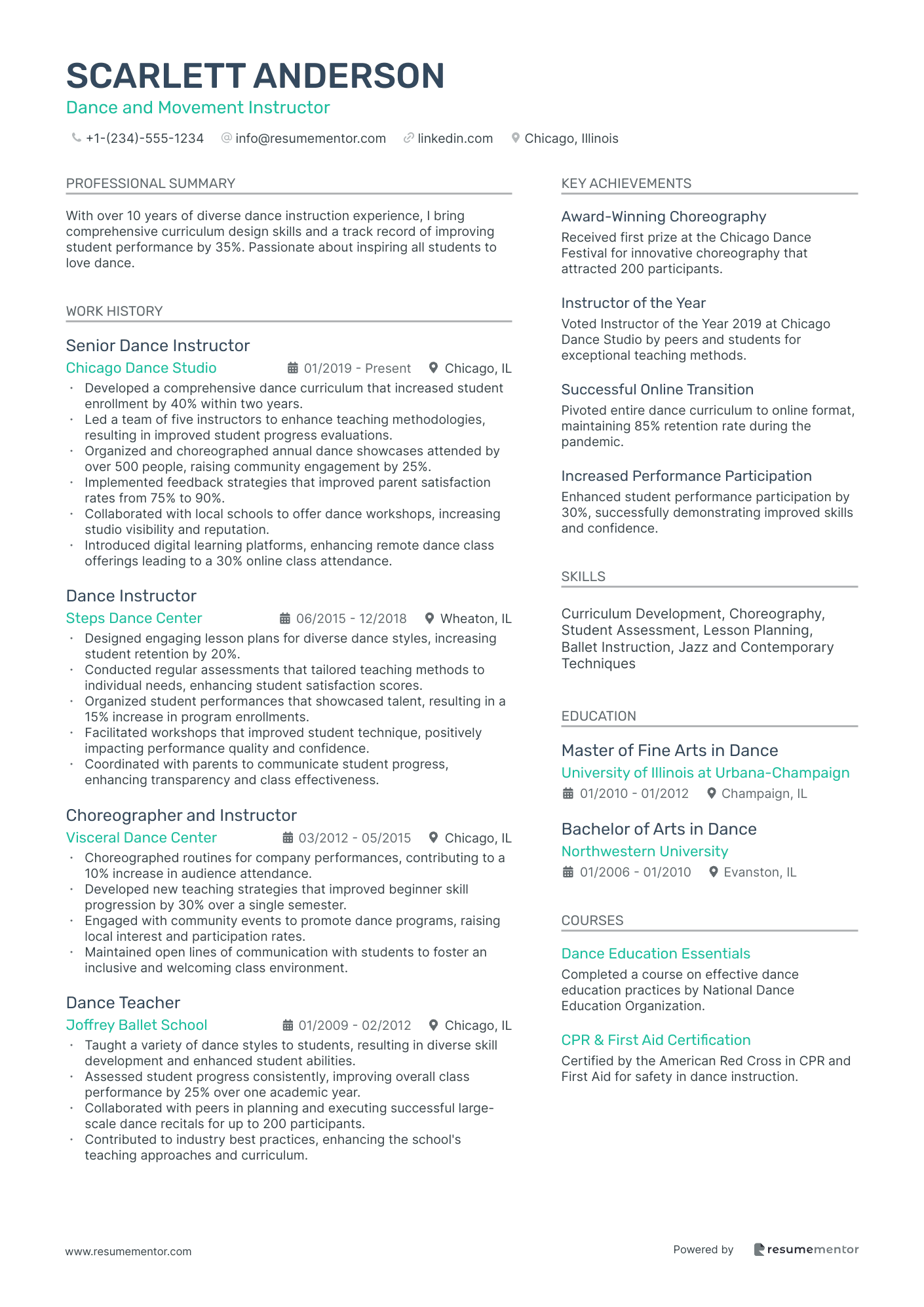 Dance and Movement Instructor