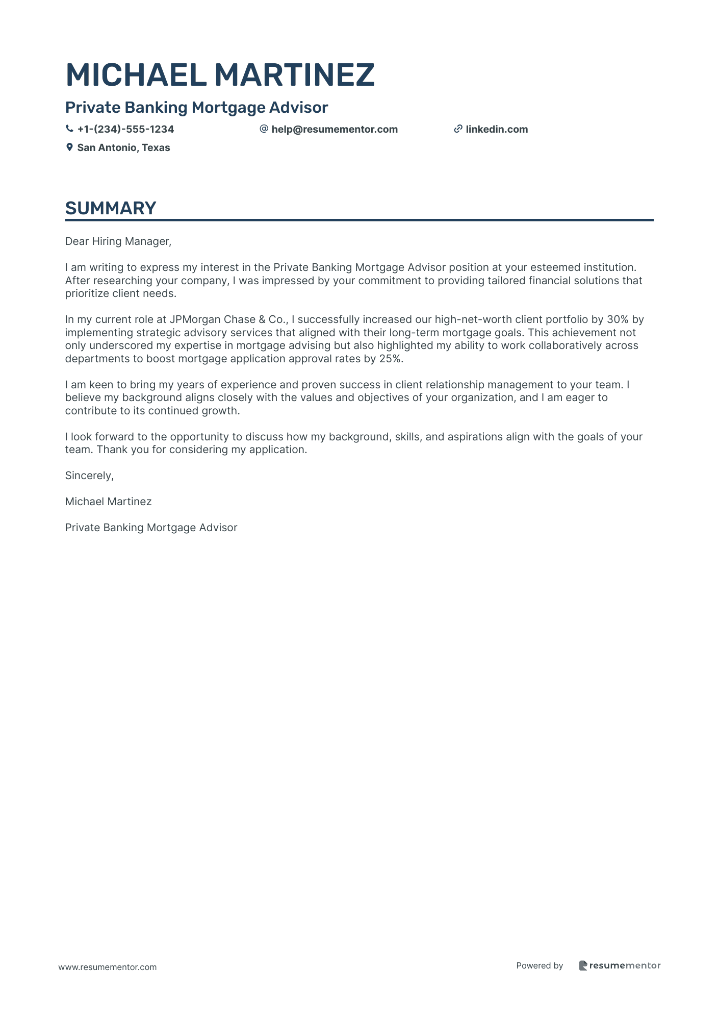 Private Banking Mortgage Advisor