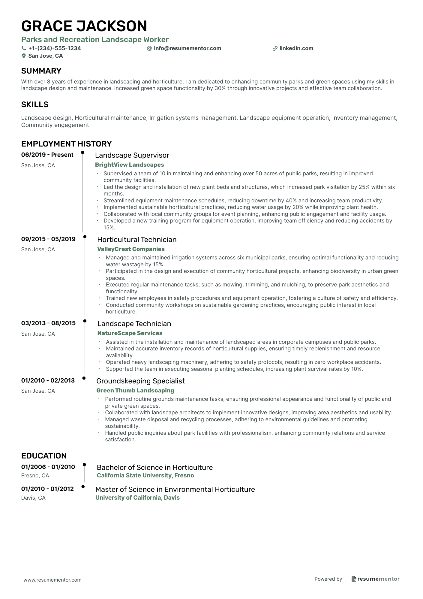 Parks and Recreation Landscape Worker