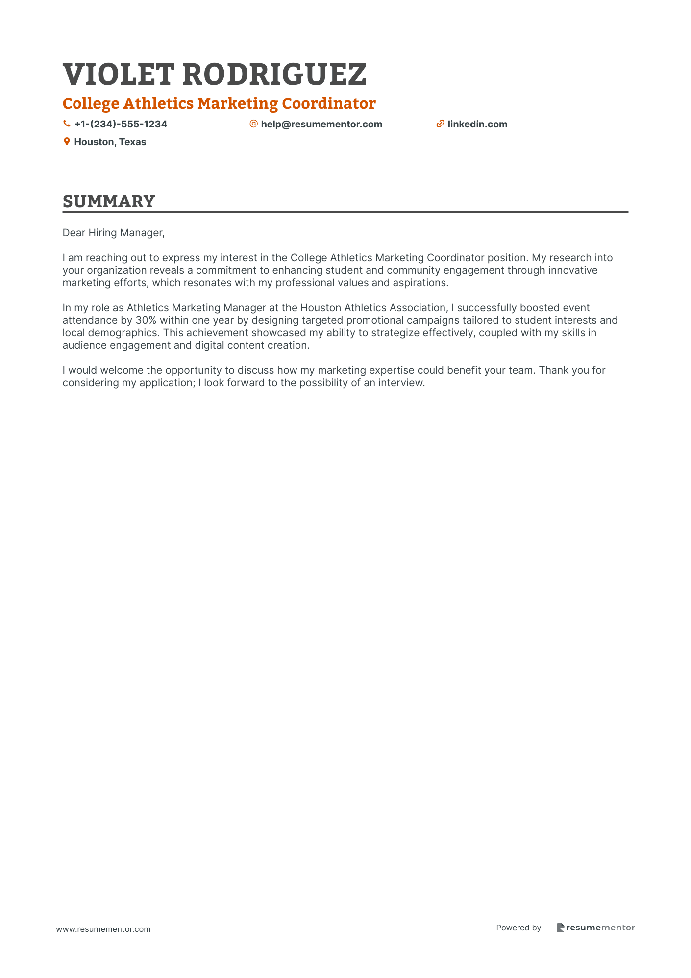 College Athletics Marketing Coordinator