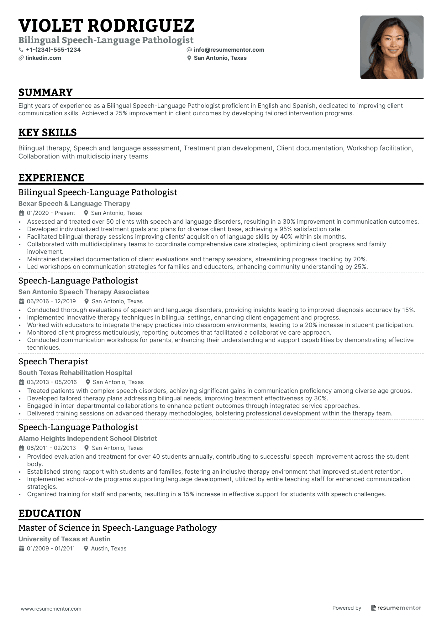 Bilingual Speech Language Pathologist