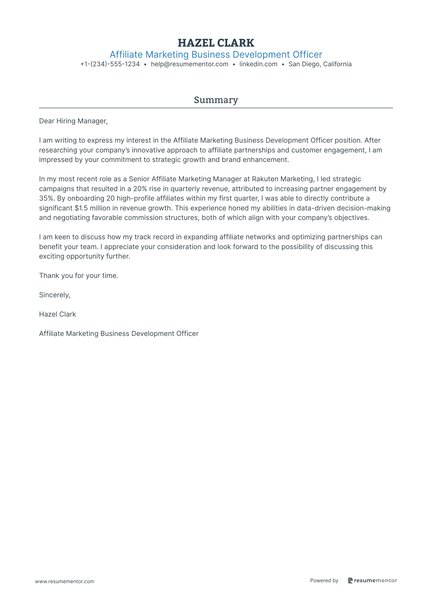 Affiliate Marketing Business Development Officer