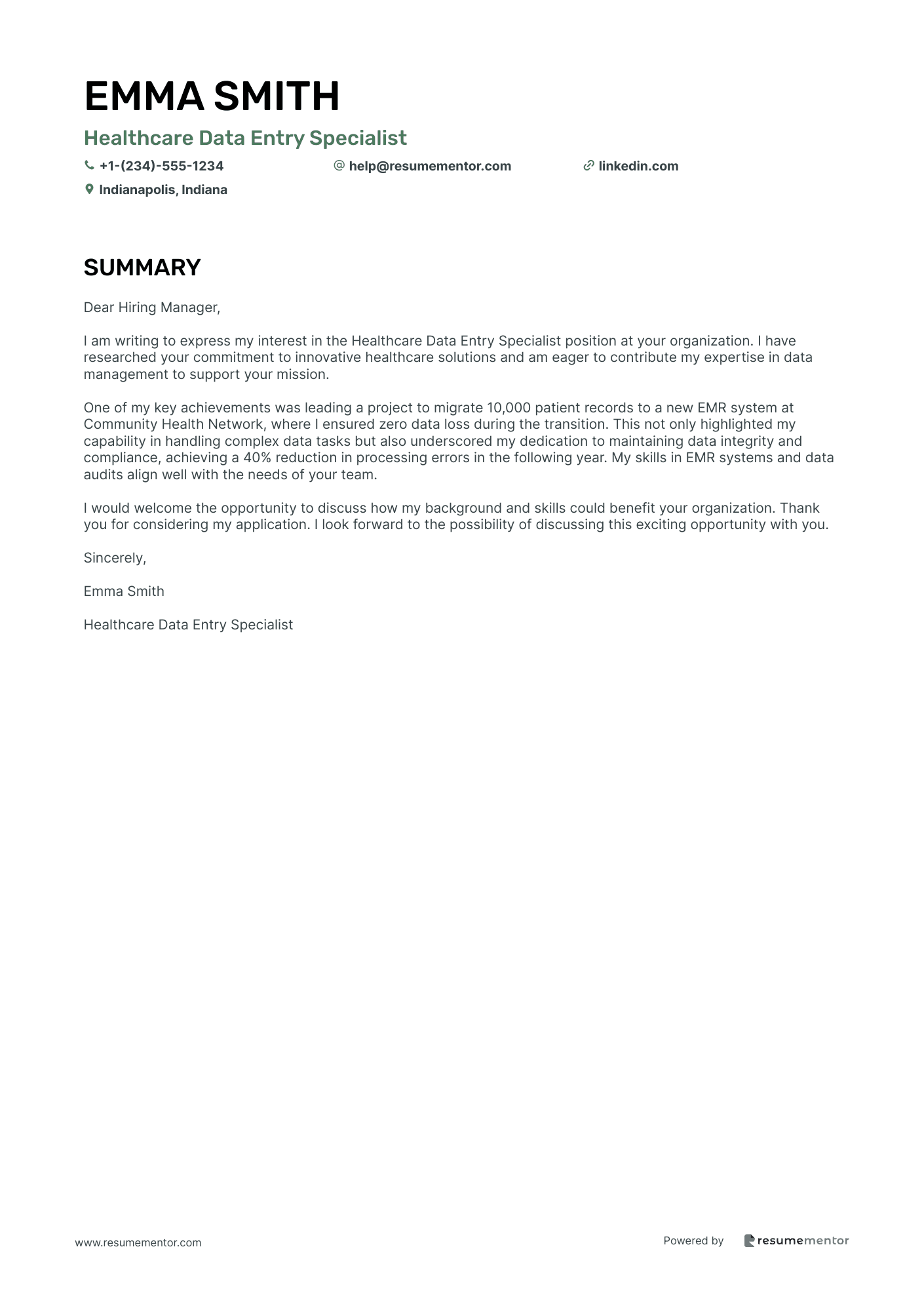 Healthcare Data Entry Specialist
