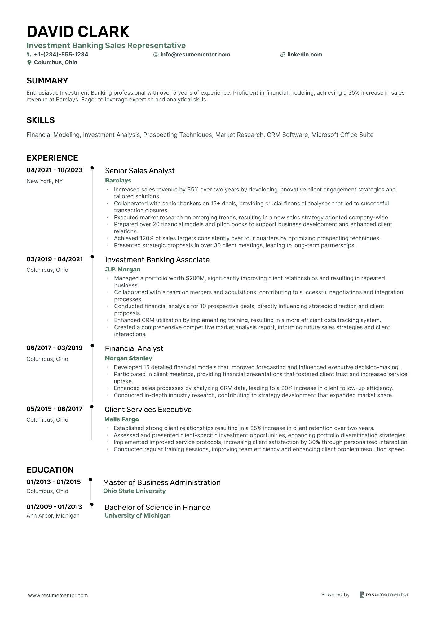 Investment Banking Sales Representative