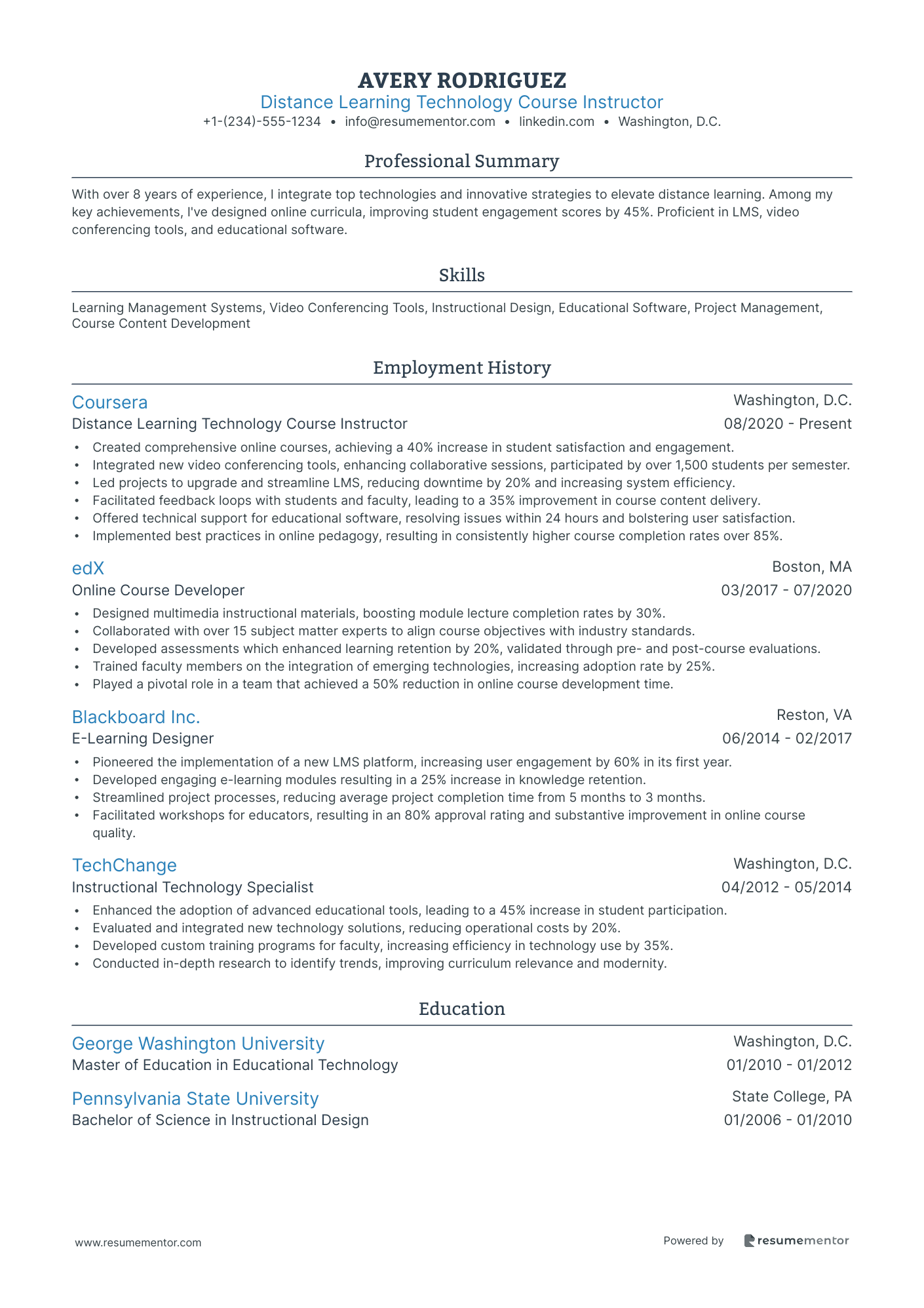 Distance Learning Technology Course Instructor