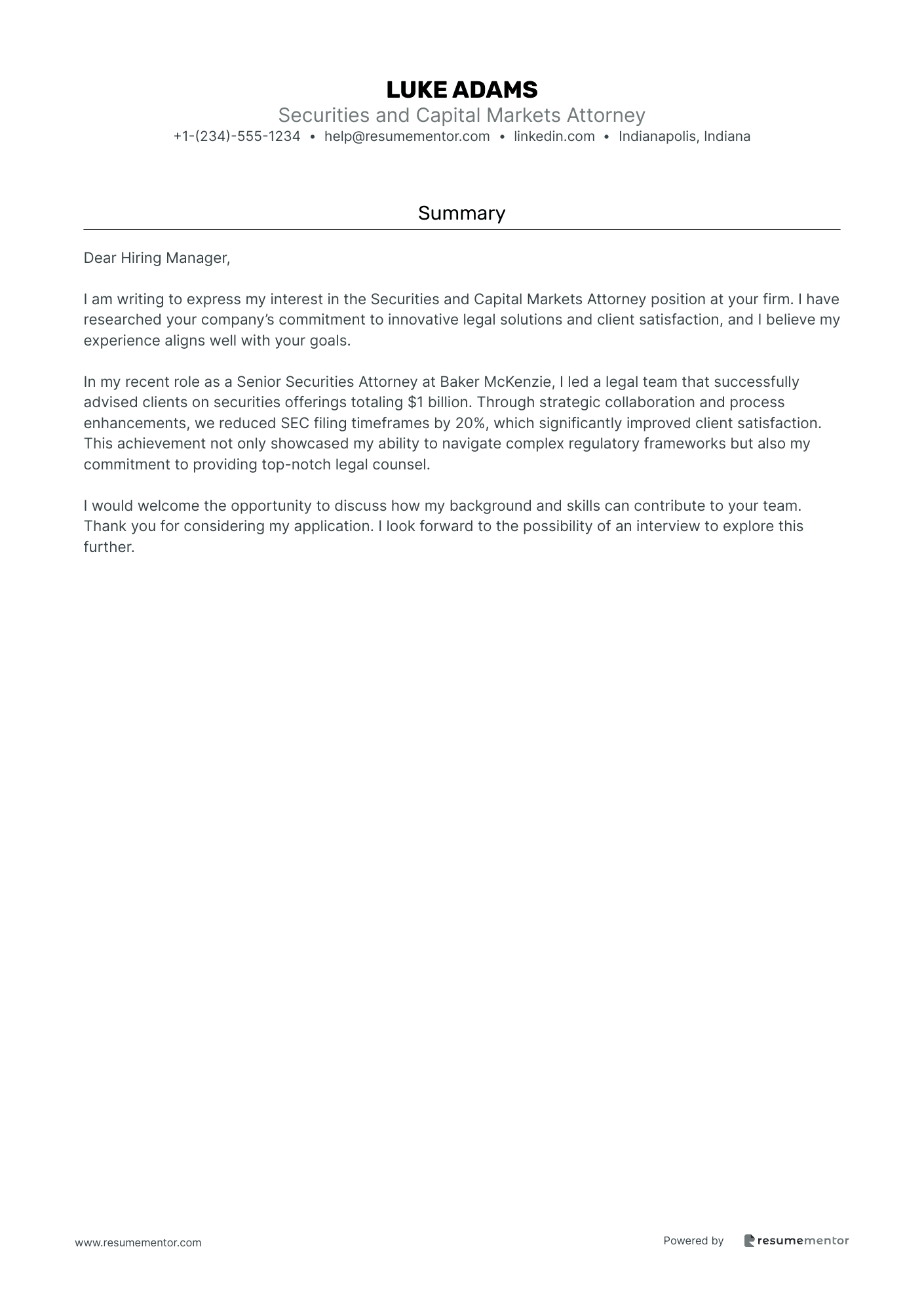 Securities and Capital Markets Attorney