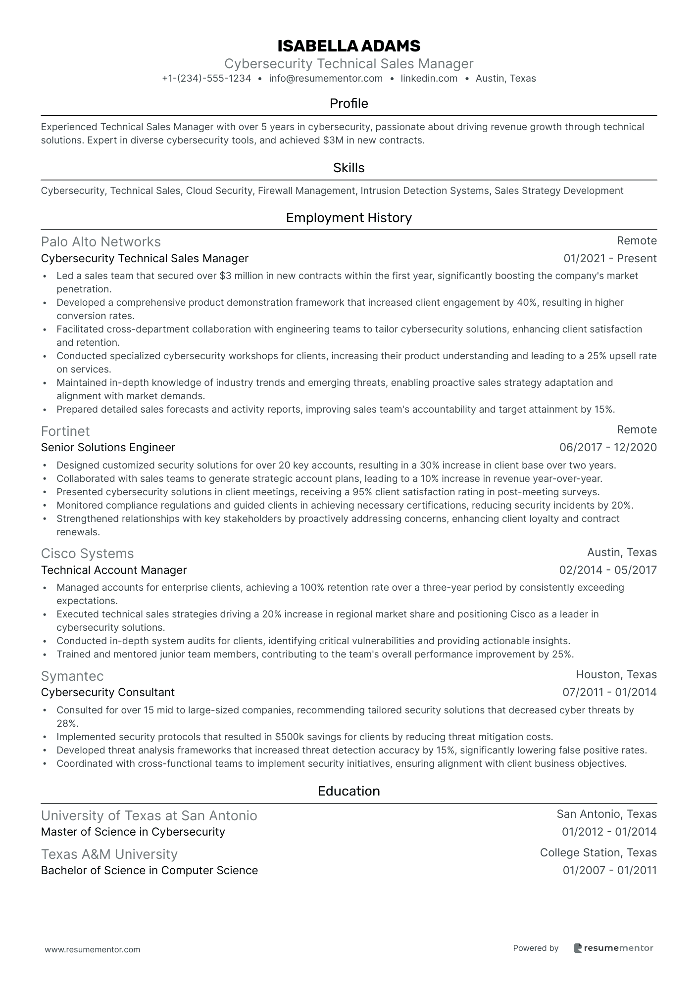 Cybersecurity Technical Sales Manager