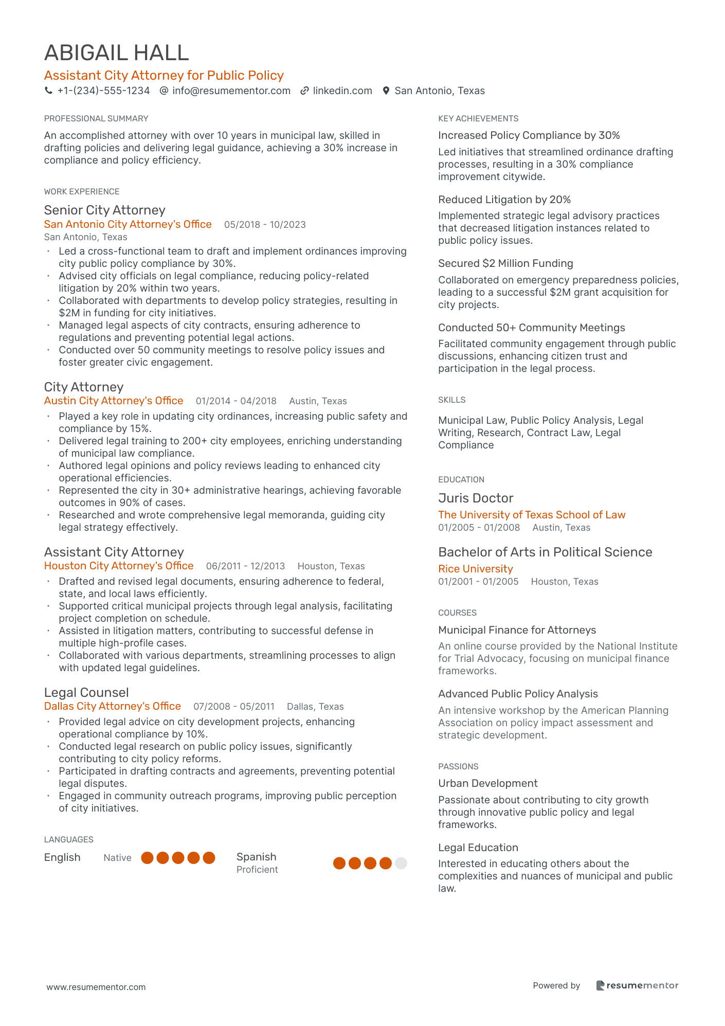 Assistant City Attorney for Public Policy