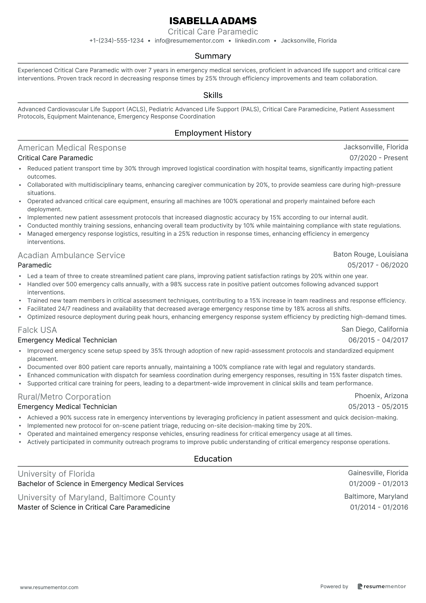 Critical Care Paramedic