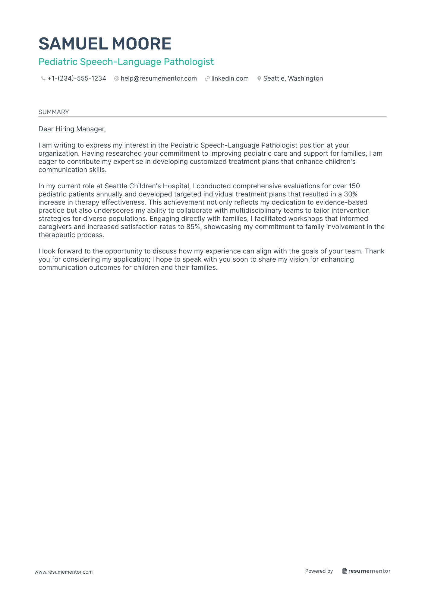 Pediatric Speech Language Pathologist