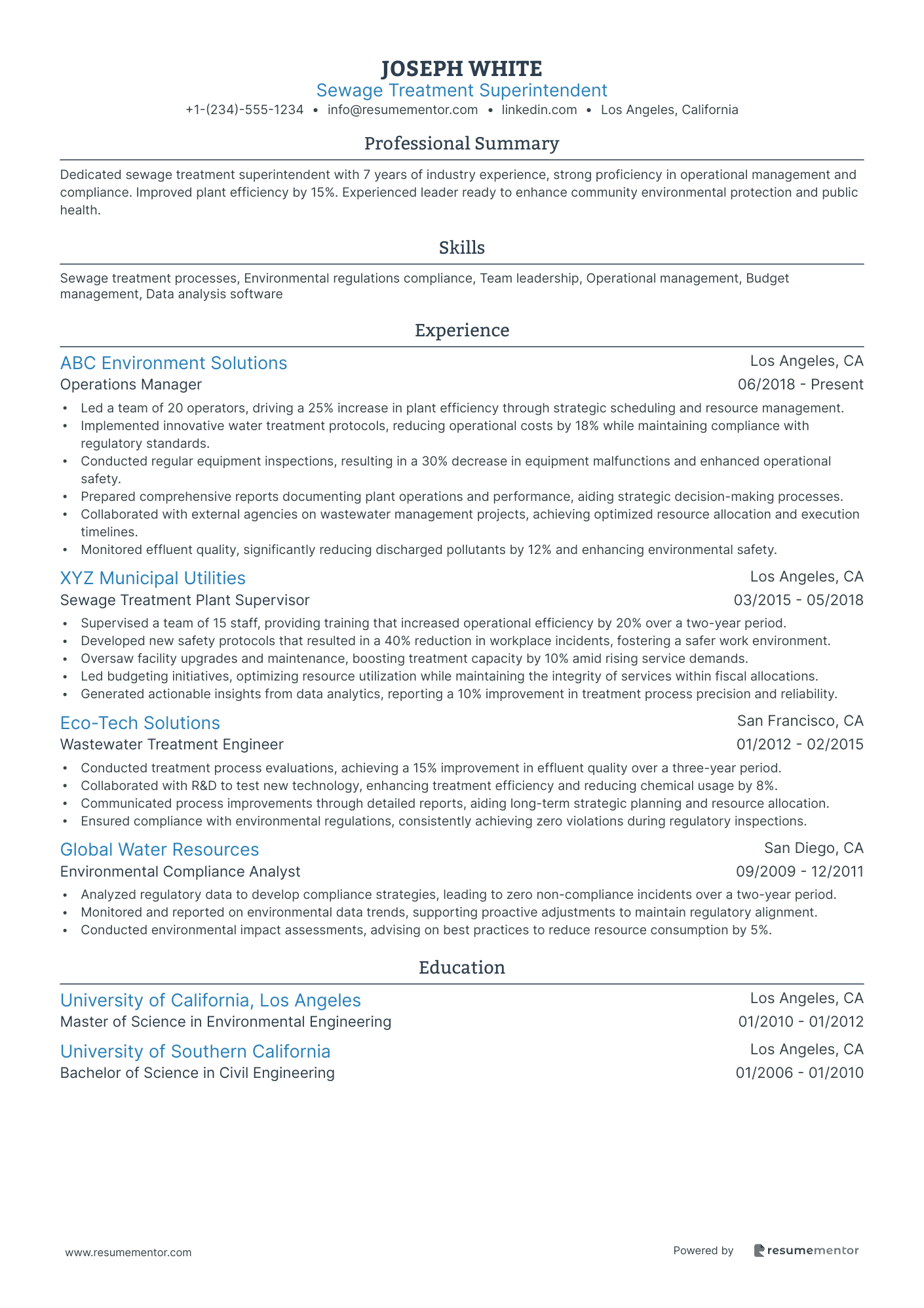Sewage Treatment Superintendent