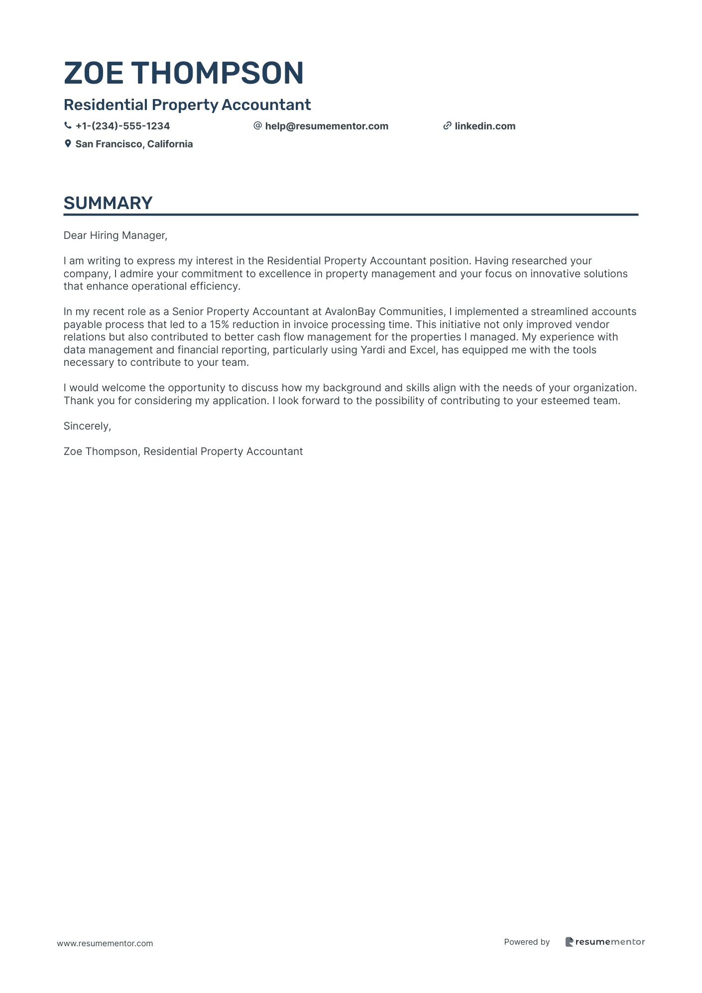 Residential Property Accountant