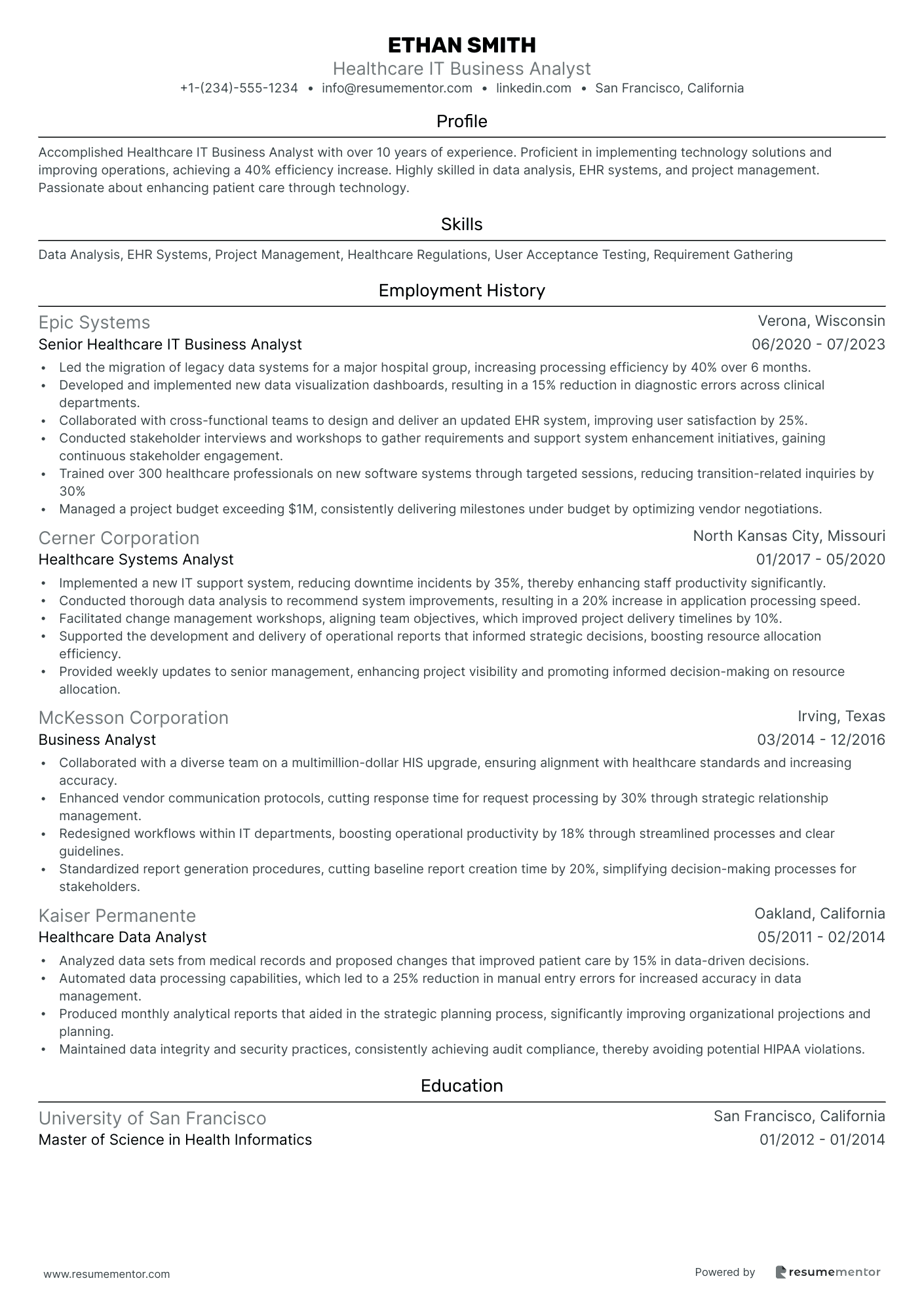 Healthcare IT Business Analyst