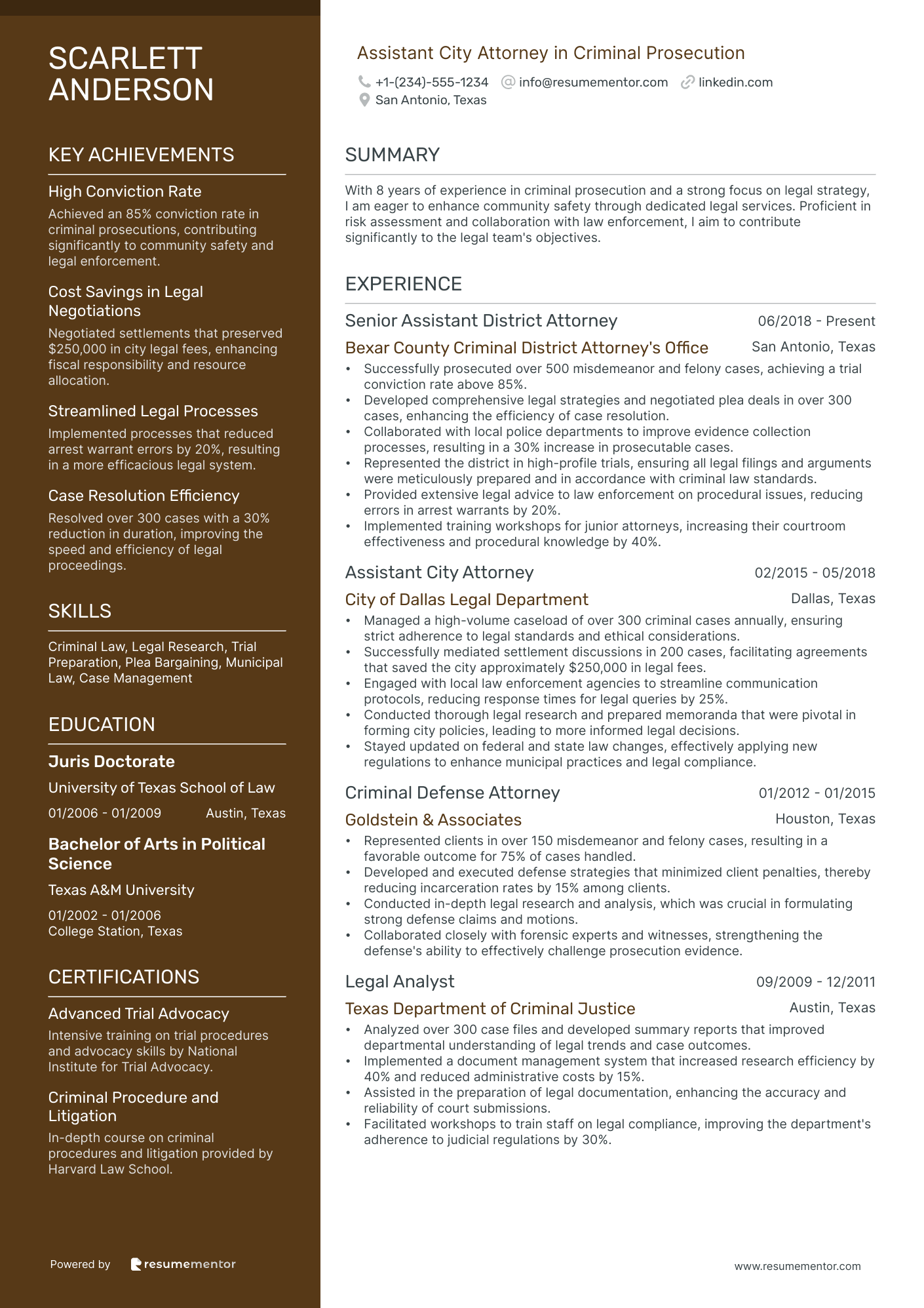 Assistant City Attorney in Criminal Prosecution