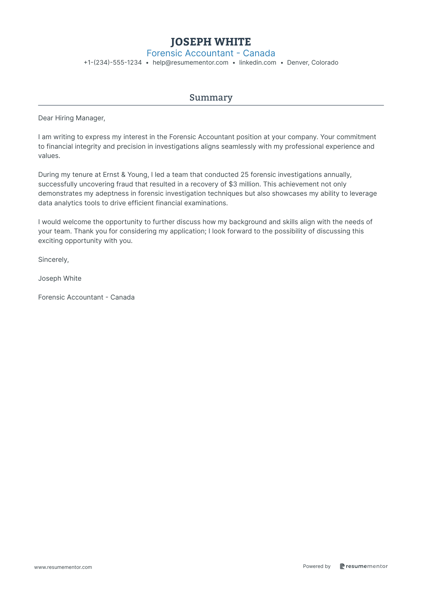 Forensic Accountant   Canada