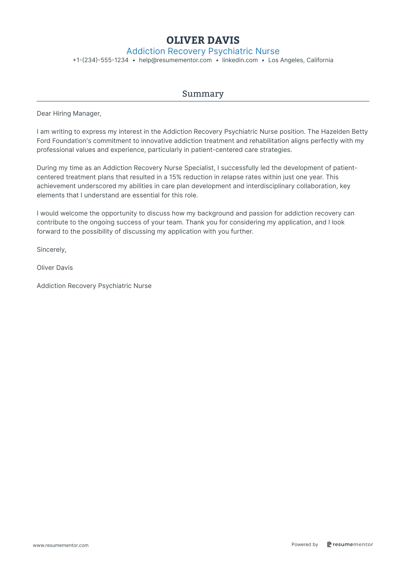 Addiction Recovery Psychiatric Nurse