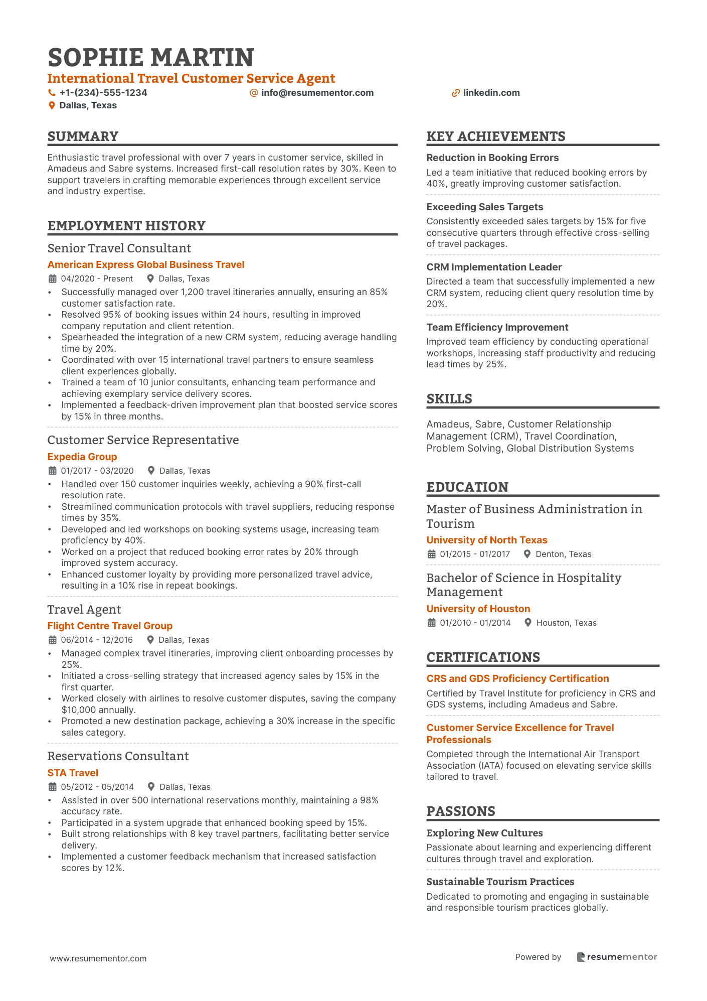 International Travel Customer Service Agent