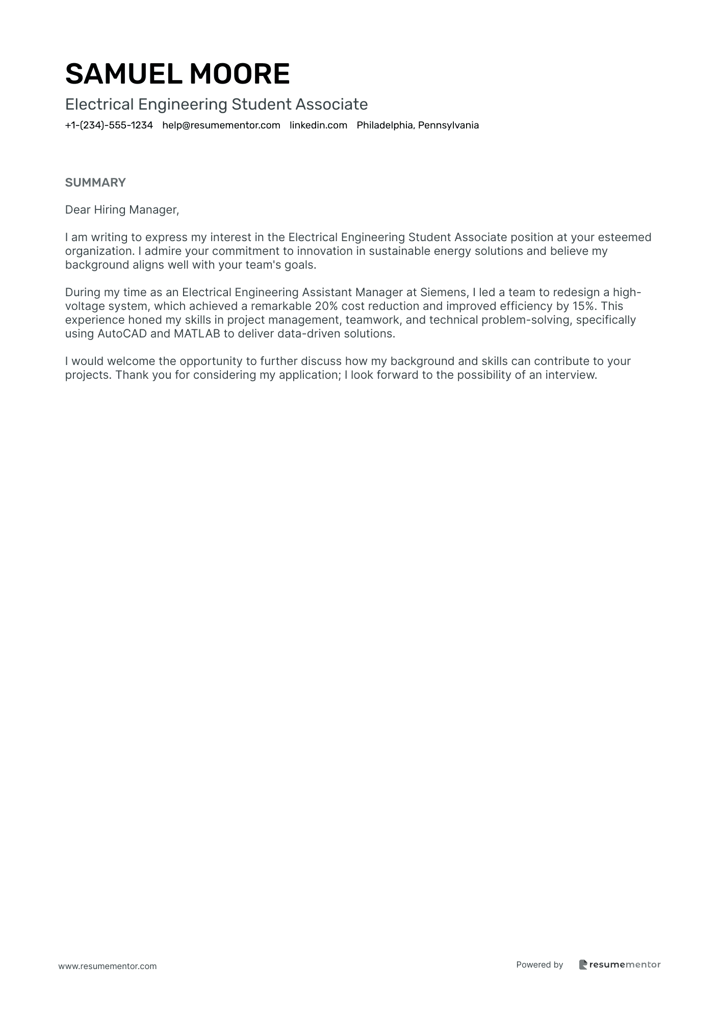 Electrical Engineering Student Associate