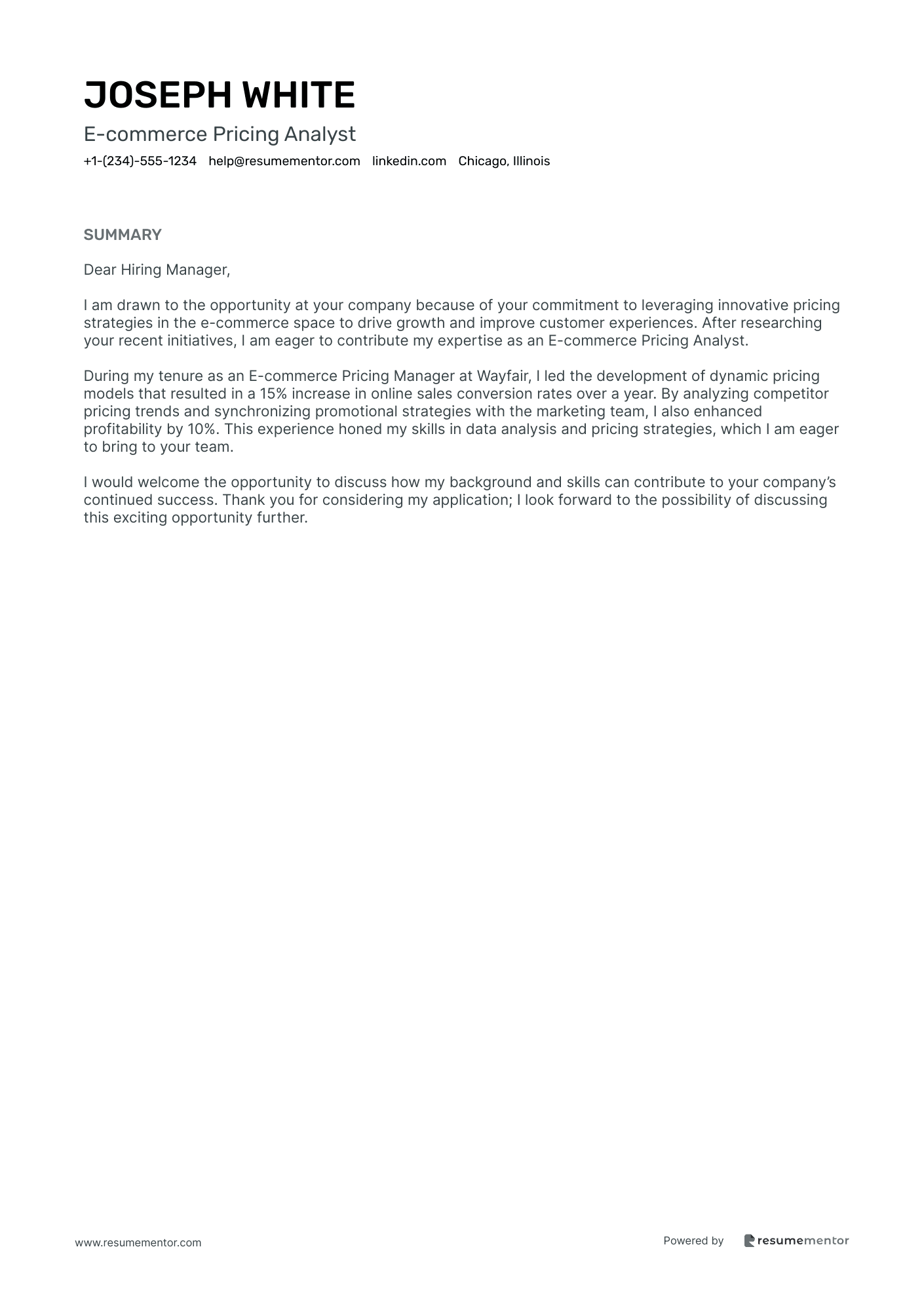 E commerce Pricing Analyst