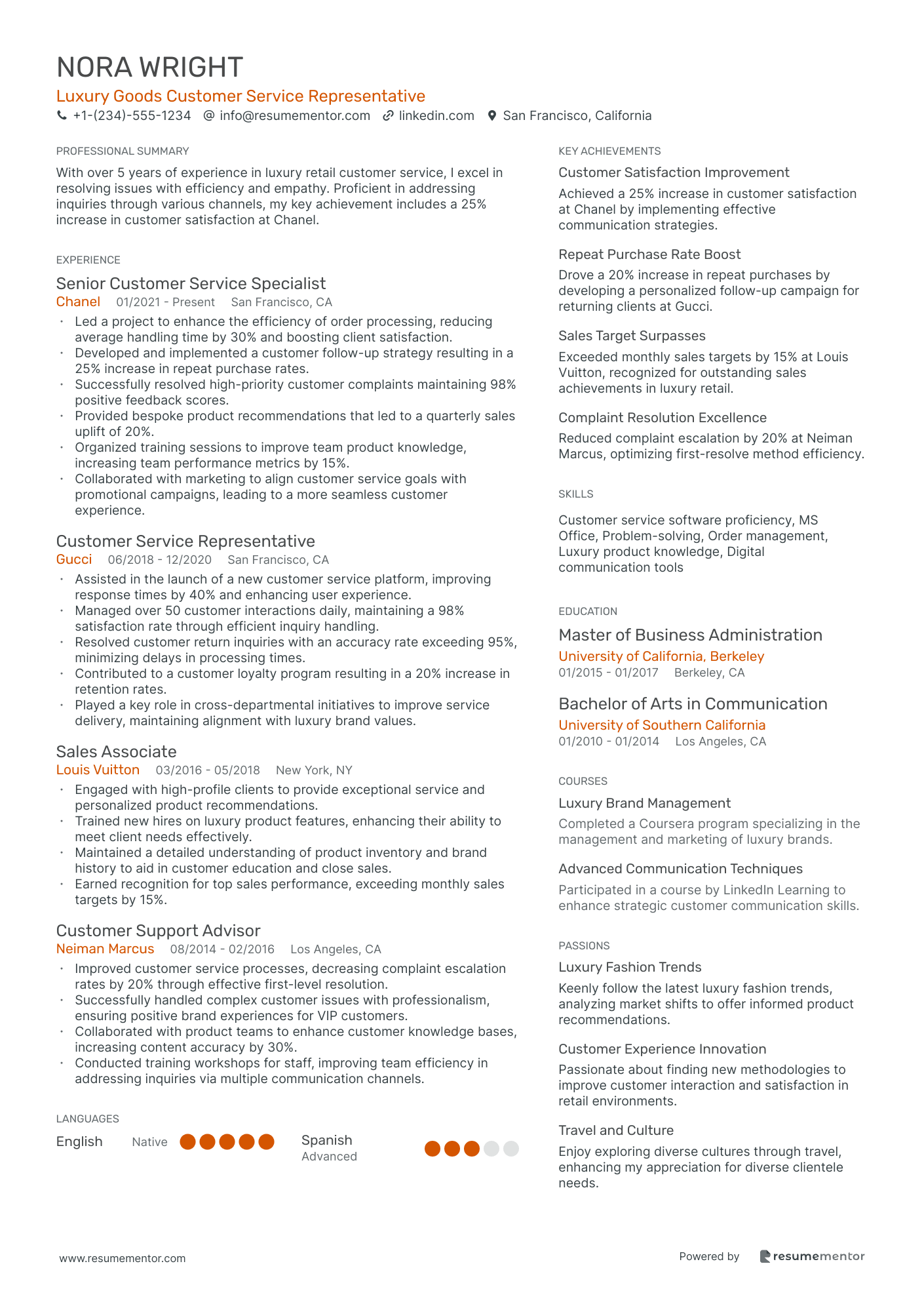 Luxury Goods Customer Service Representative