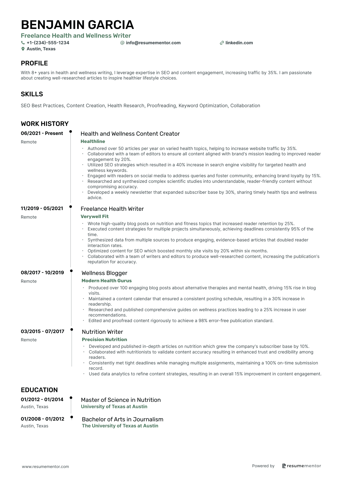 Freelance Health and Wellness Writer