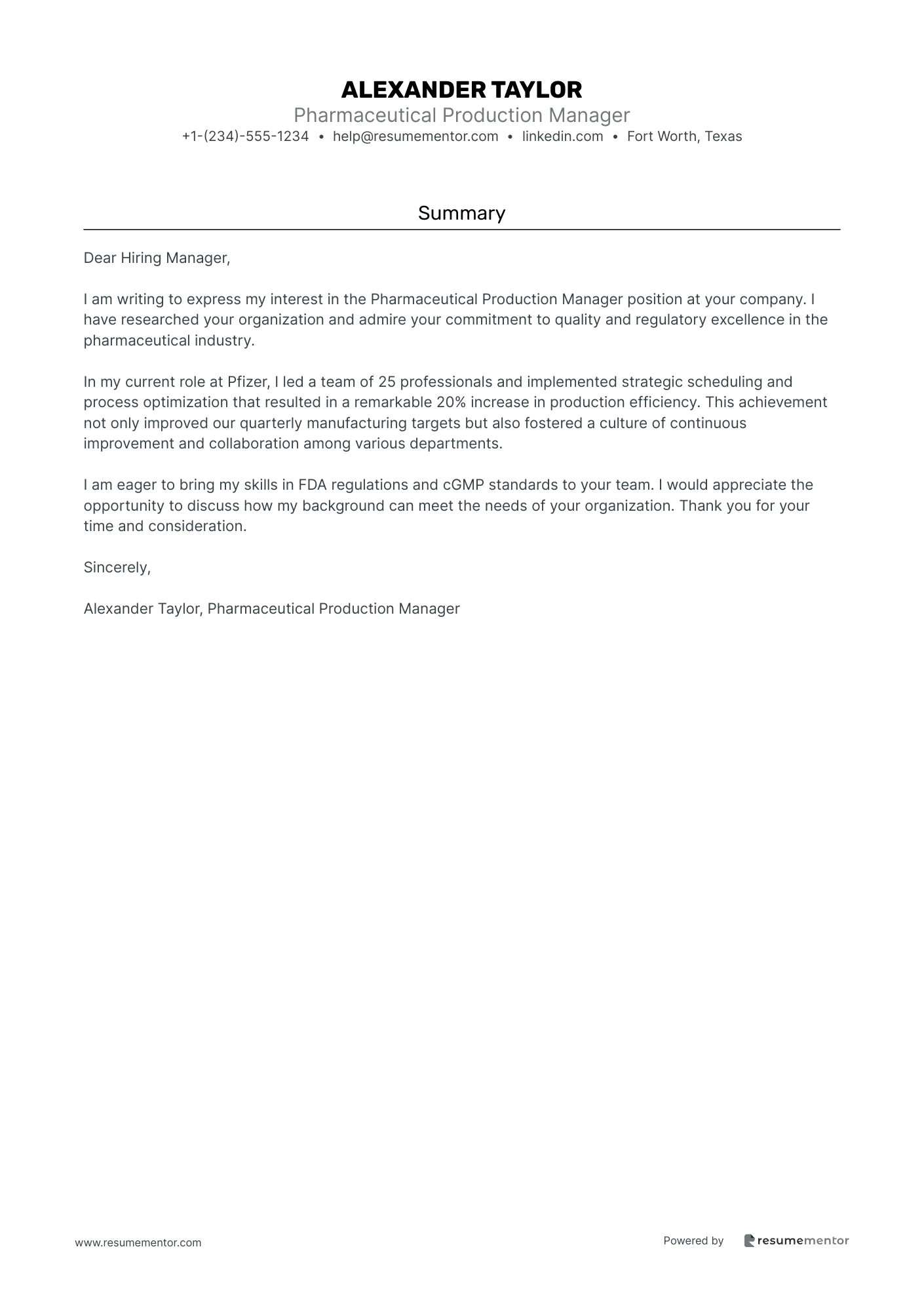 Pharmaceutical Production Manager