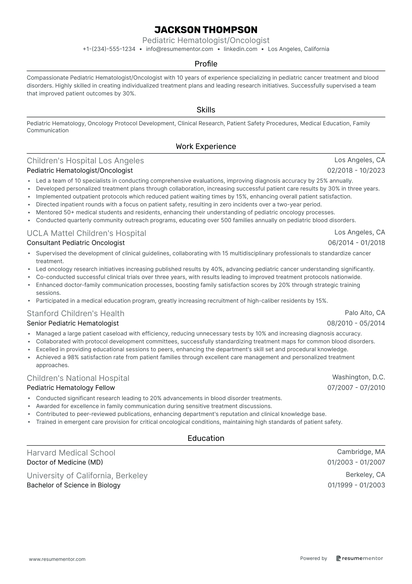 Pediatric Hematologist/Oncologist