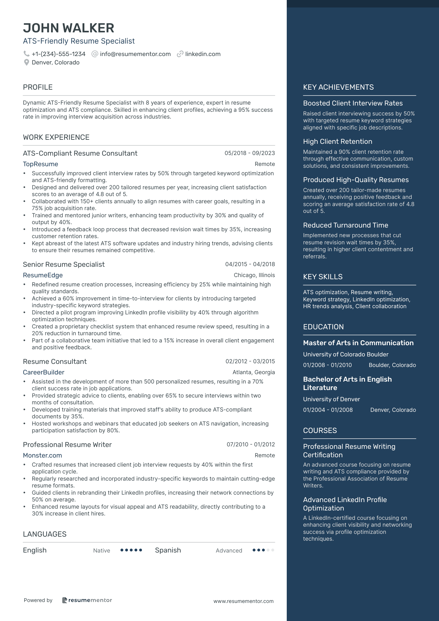 ATS Friendly Resume Specialist