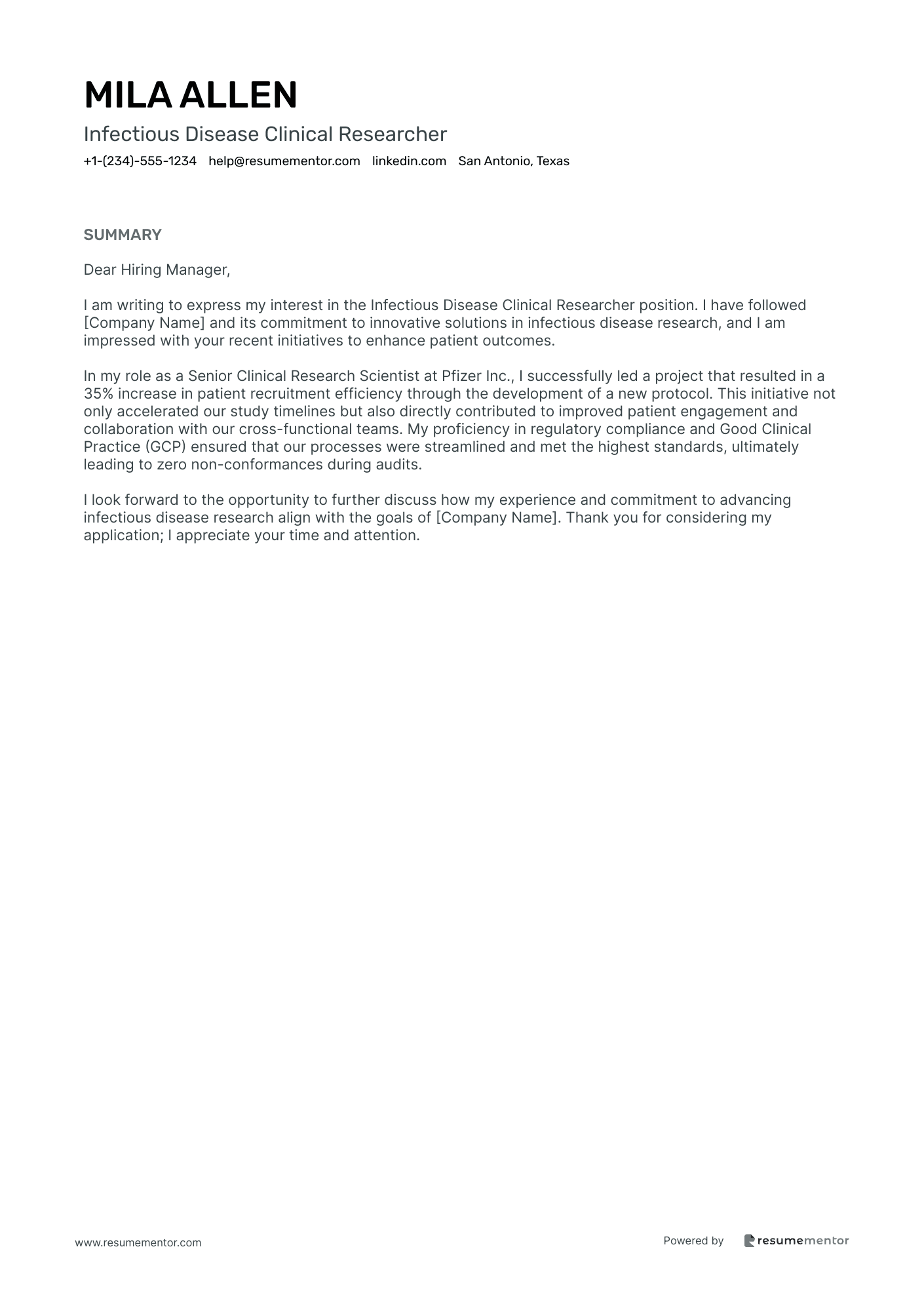 Infectious Disease Clinical Researcher