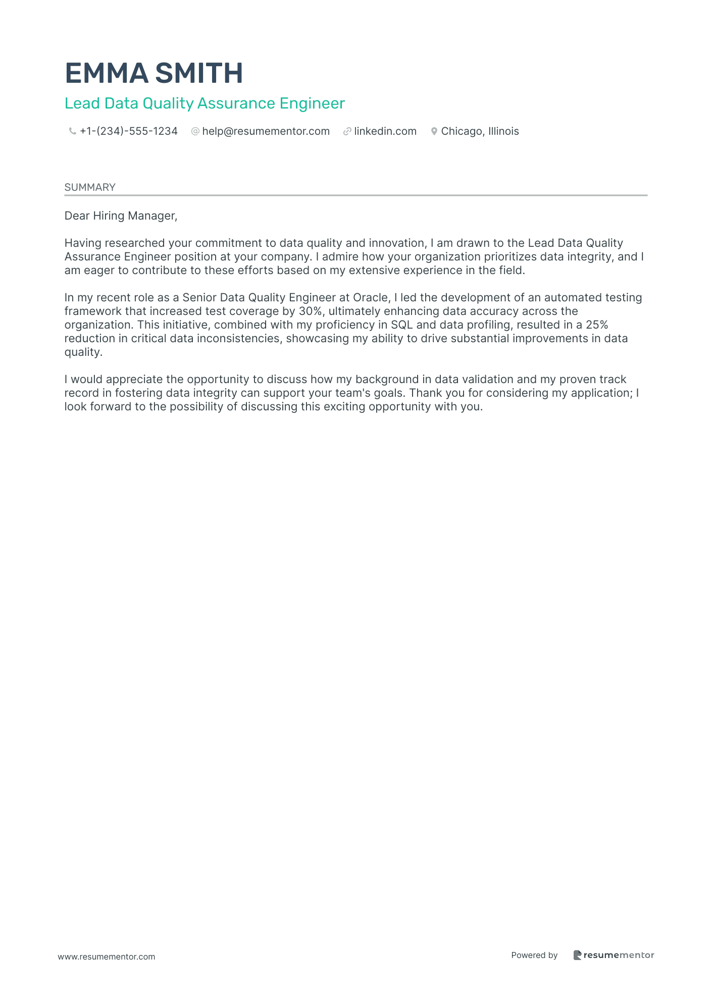 Lead Data Quality Assurance Engineer