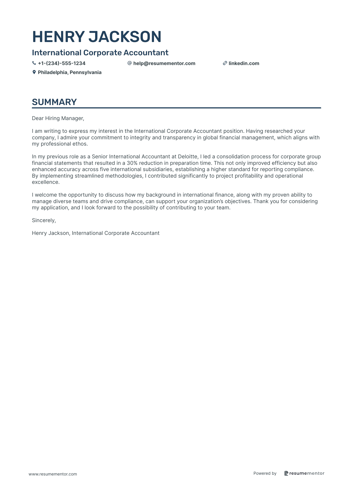 International Corporate Accountant