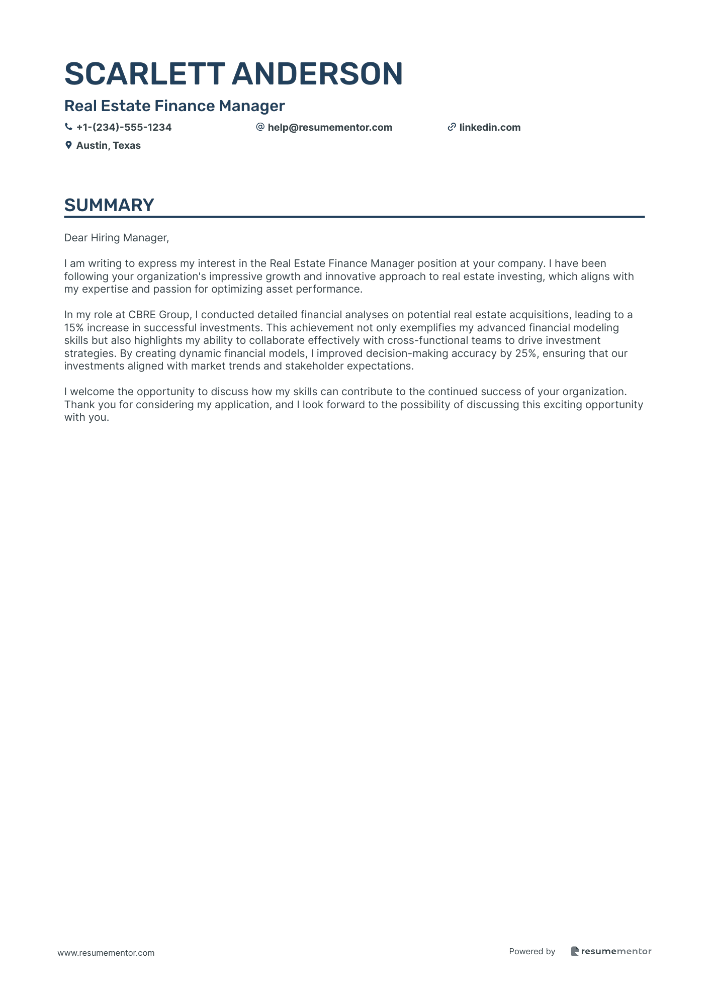 Real Estate Finance Manager