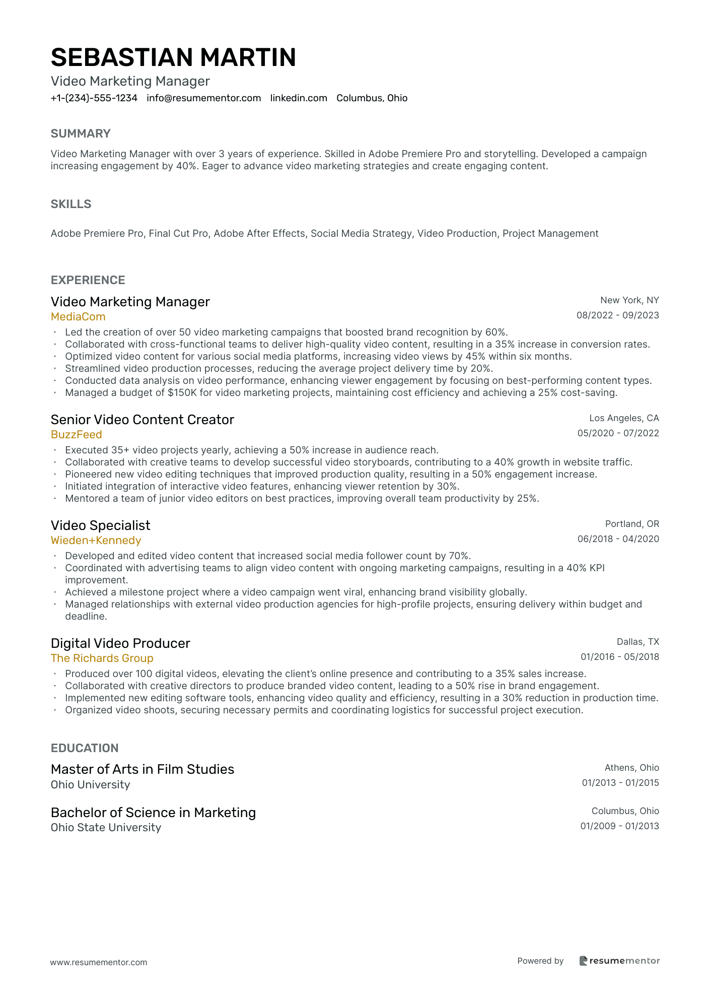 Video Marketing Manager